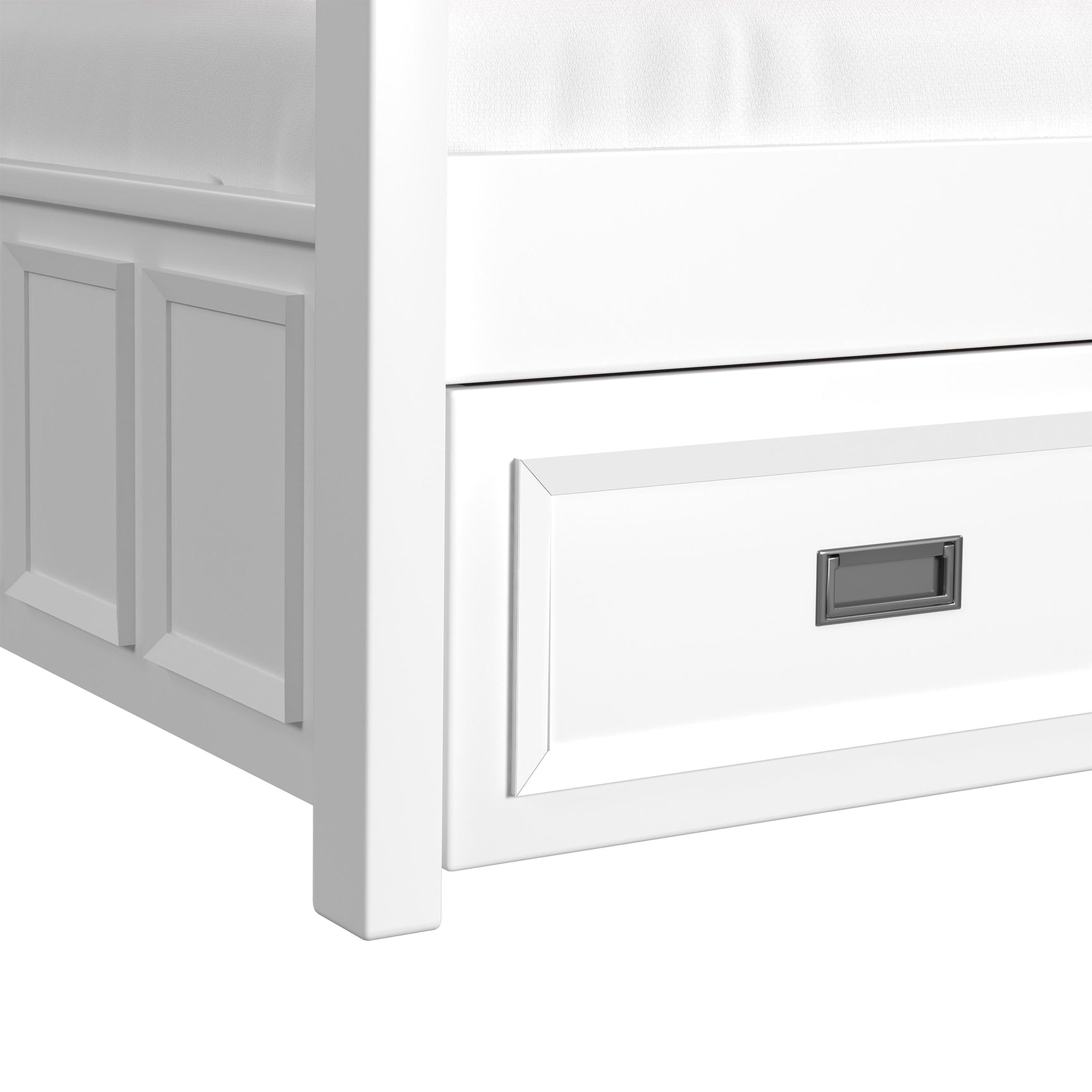 Hampton Kids Twin Over Twin Bunk with Ladder and Trundle in White