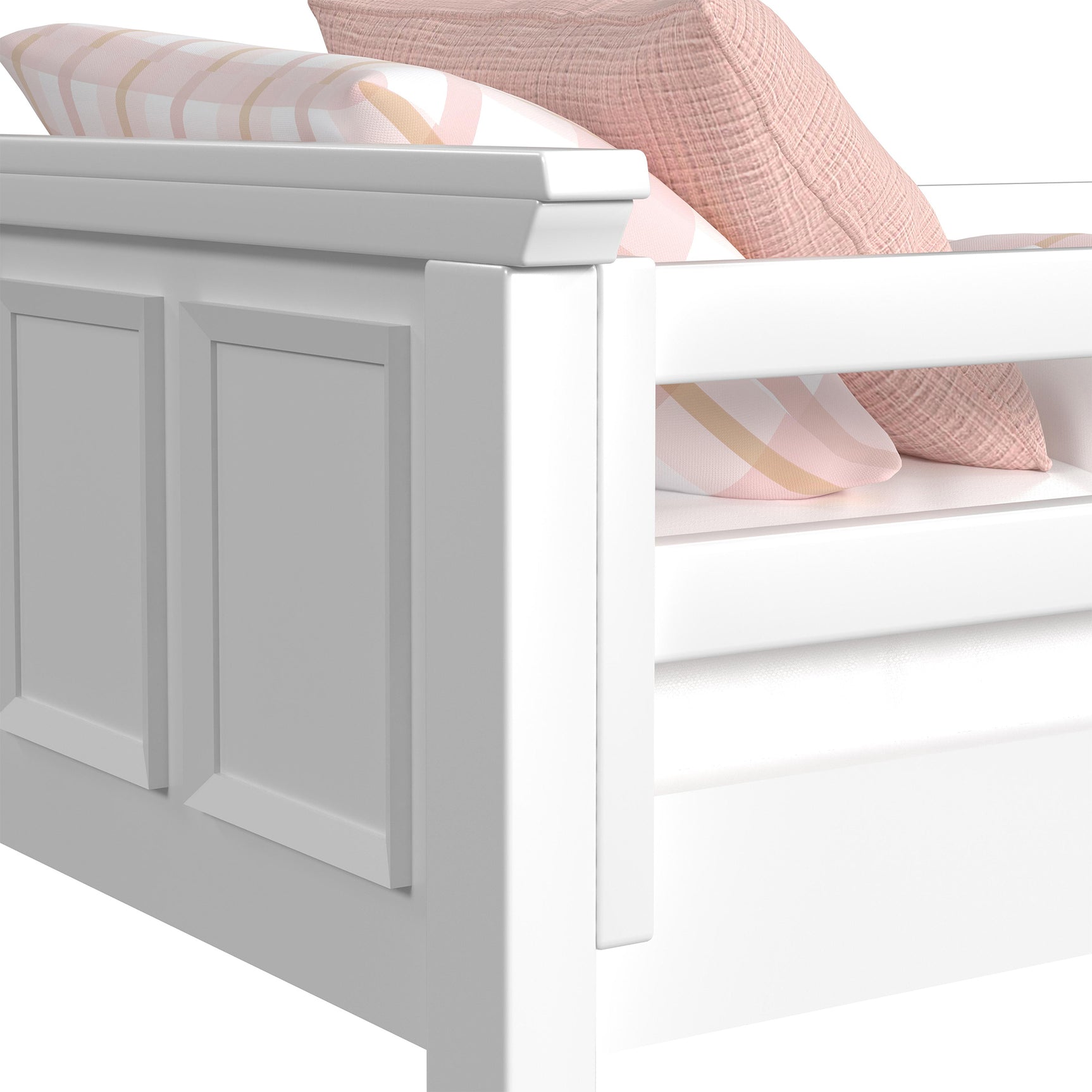 Hampton Kids Twin Over Twin Bunk with Ladder and Trundle in White