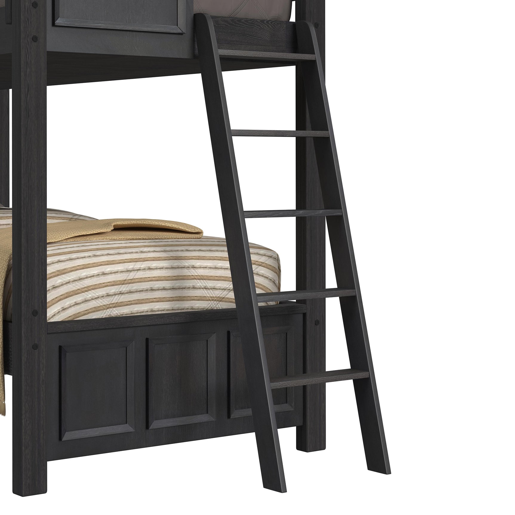 Hampton Kids Twin Over Twin Bunk with Ladder in Charcoal