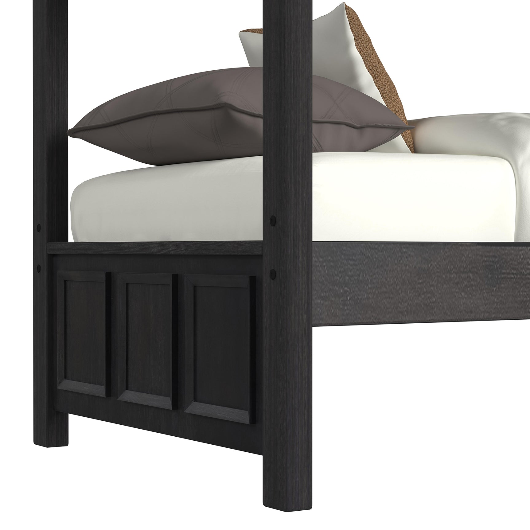 Hampton Kids Twin Over Twin Bunk with Ladder in Charcoal