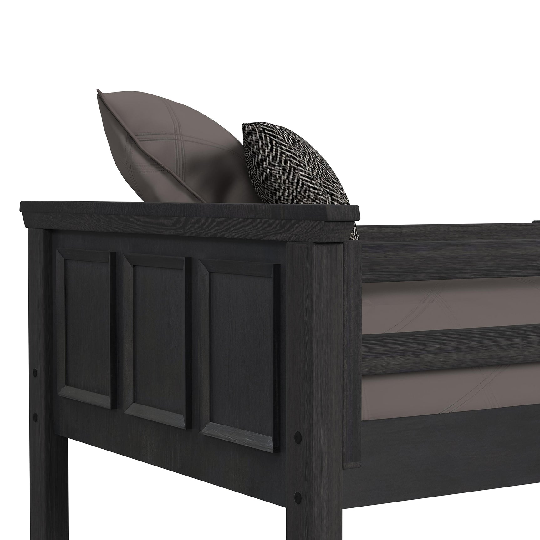 Hampton Kids Twin Over Twin Bunk with Ladder in Charcoal