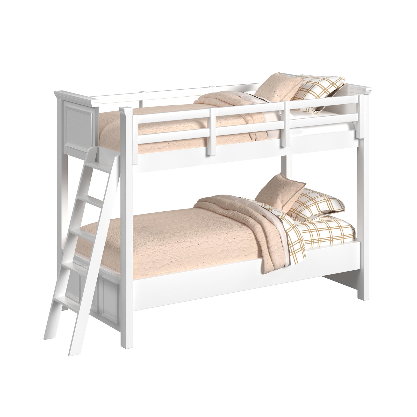 Hampton Kids Twin Over Twin Bunk with Ladder in White - Tampa Furniture Outlet