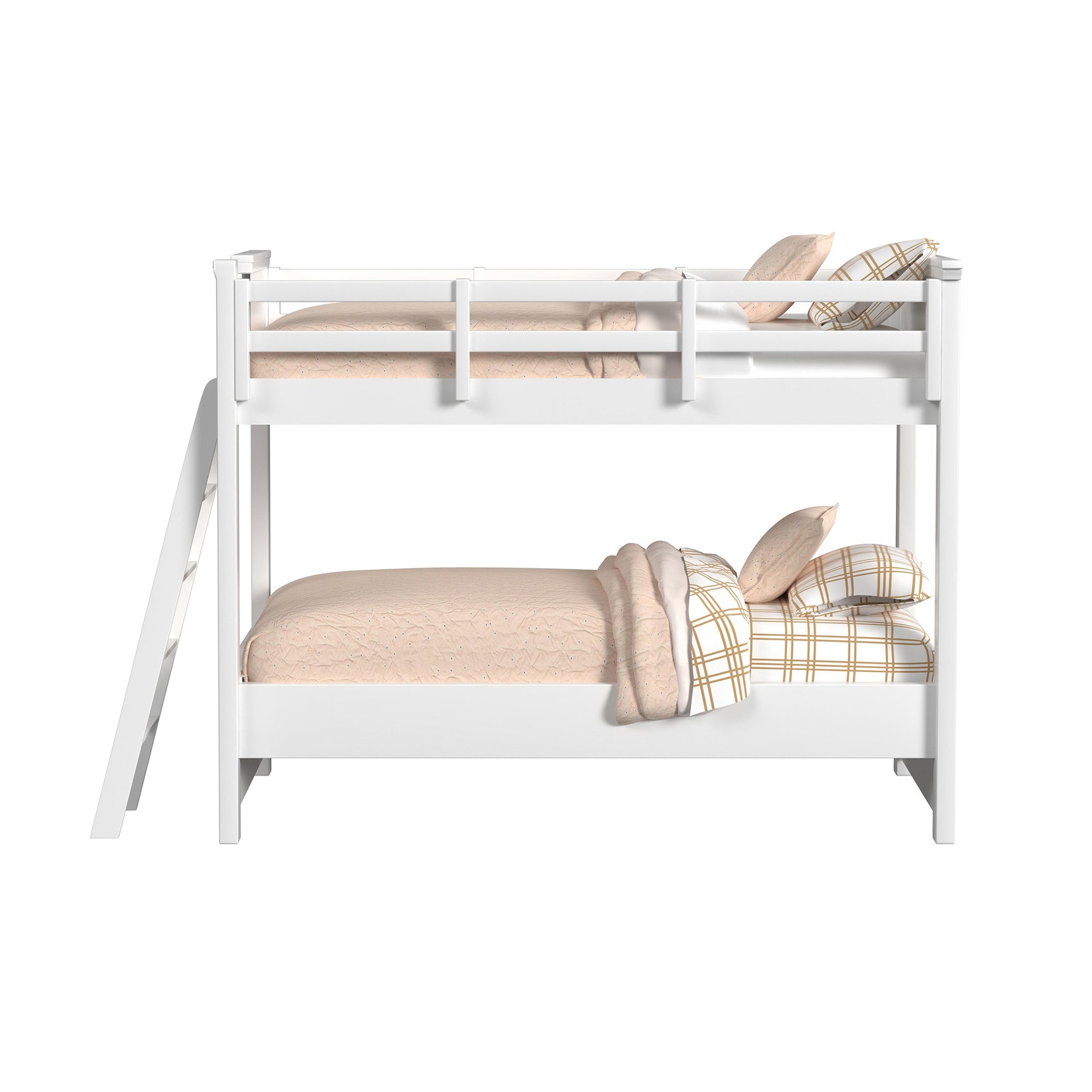 Hampton Kids Twin Over Twin Bunk with Ladder in White