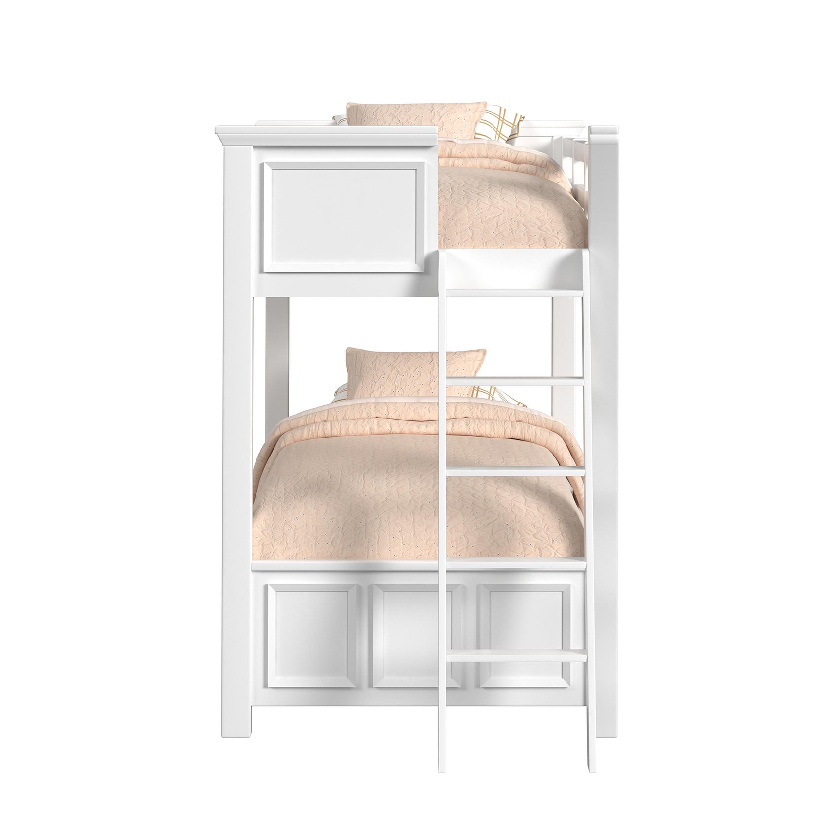 Hampton Kids Twin Over Twin Bunk with Ladder in White