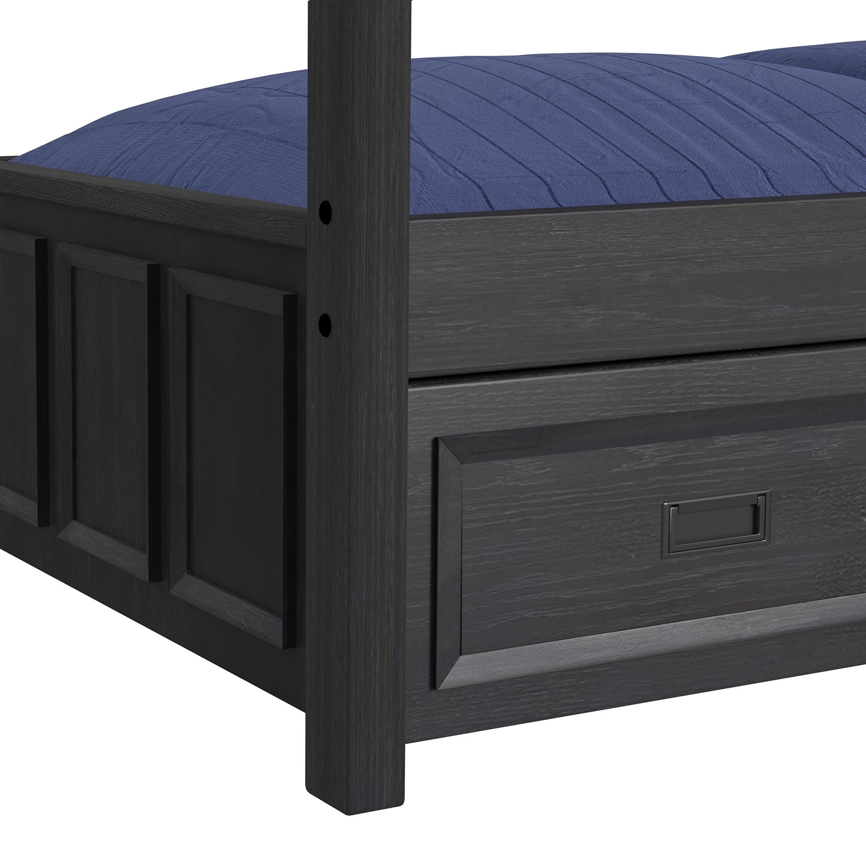 Hampton Kids Twin Over Twin Bunk with Staircase and Trundle in Charcoal