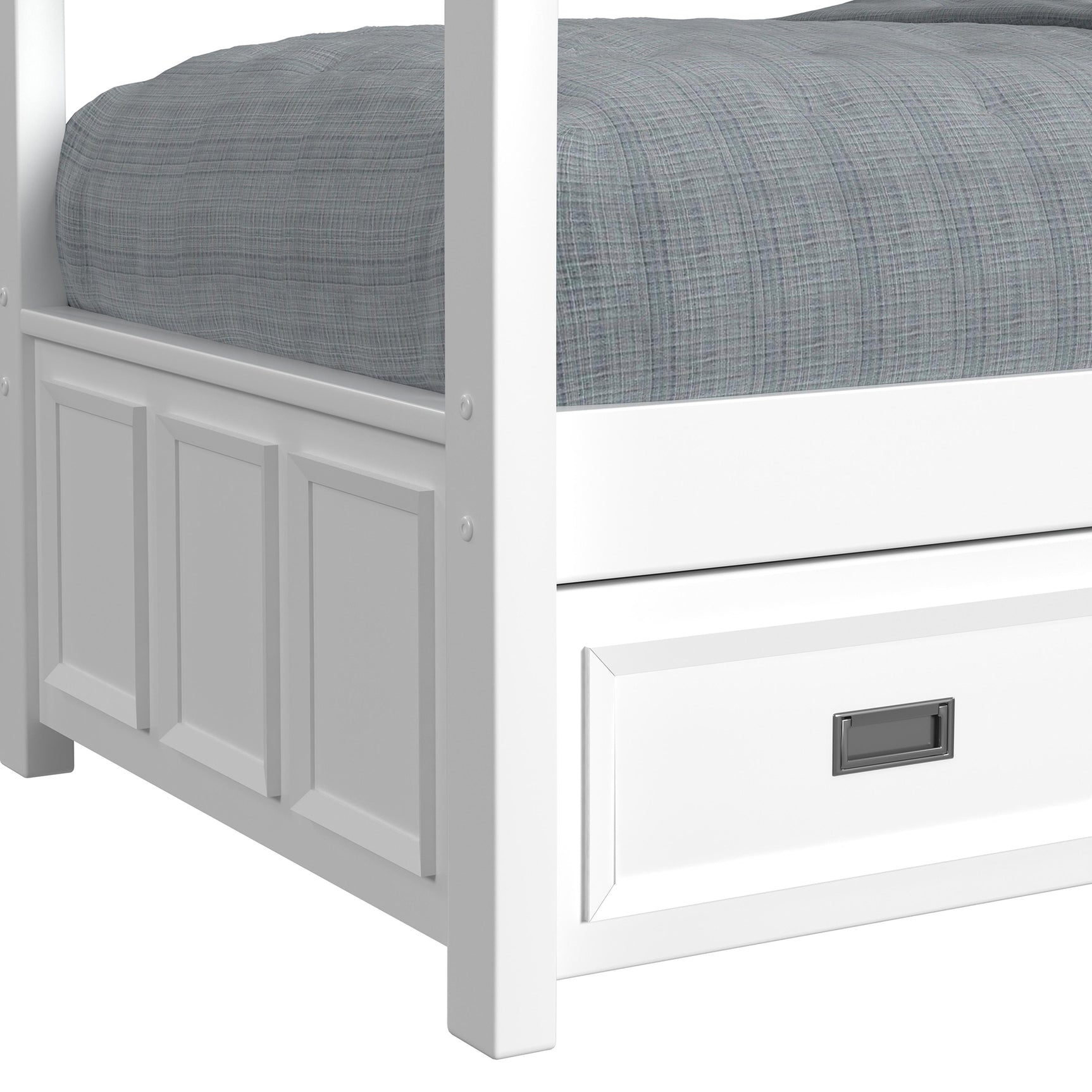 Hampton Kids Twin Over Twin Bunk with Staircase and Trundle in White