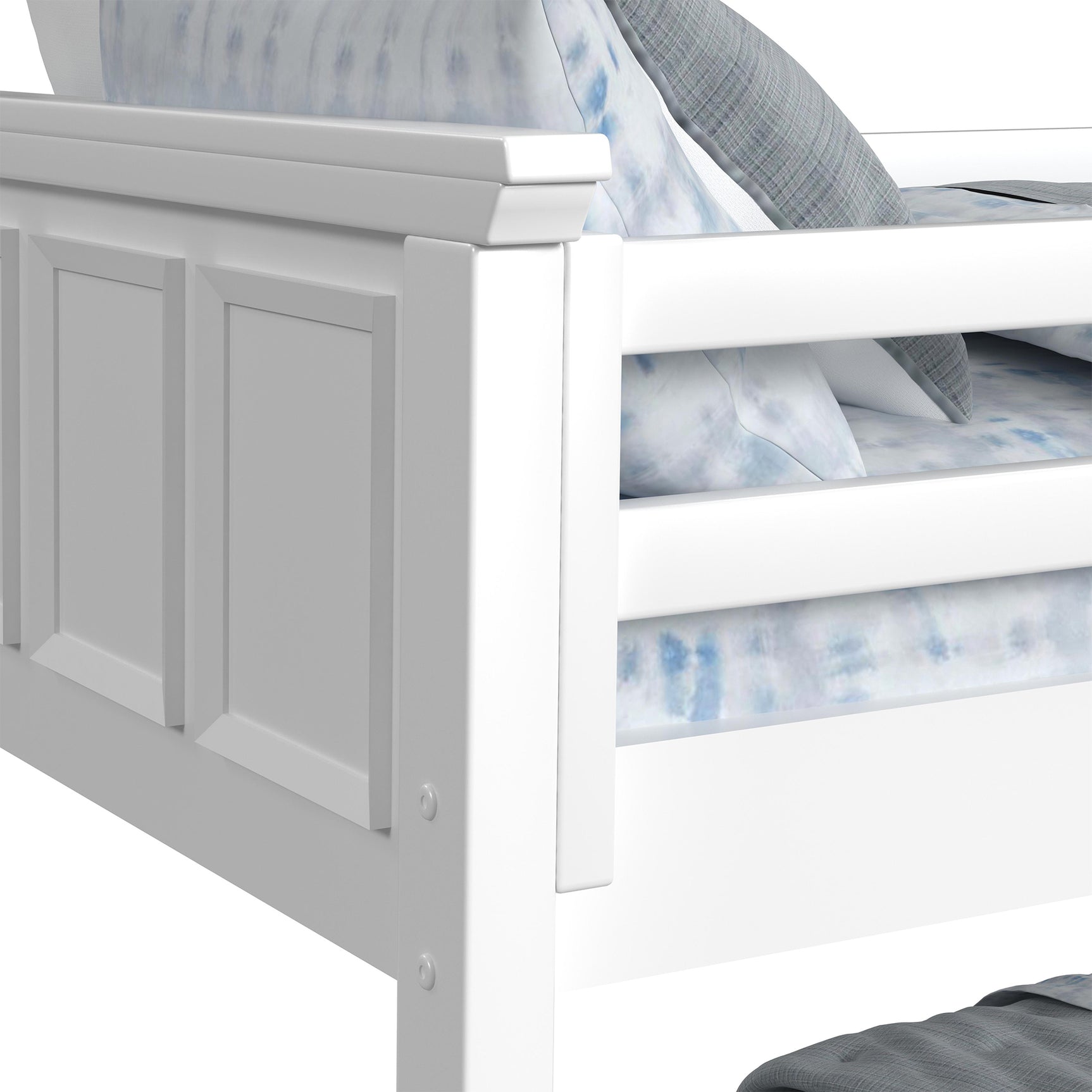 Hampton Kids Twin Over Twin Bunk with Staircase and Trundle in White