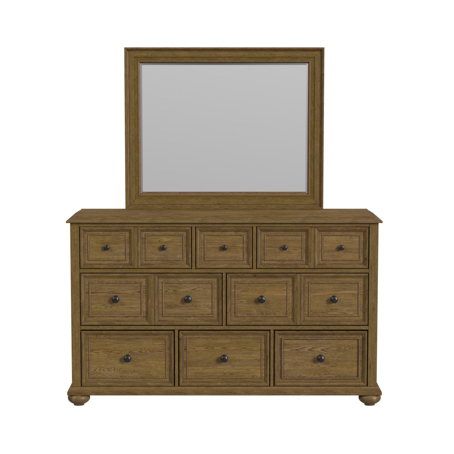 Heritage & Home Dresser and Mirror Sets in Oak Brown