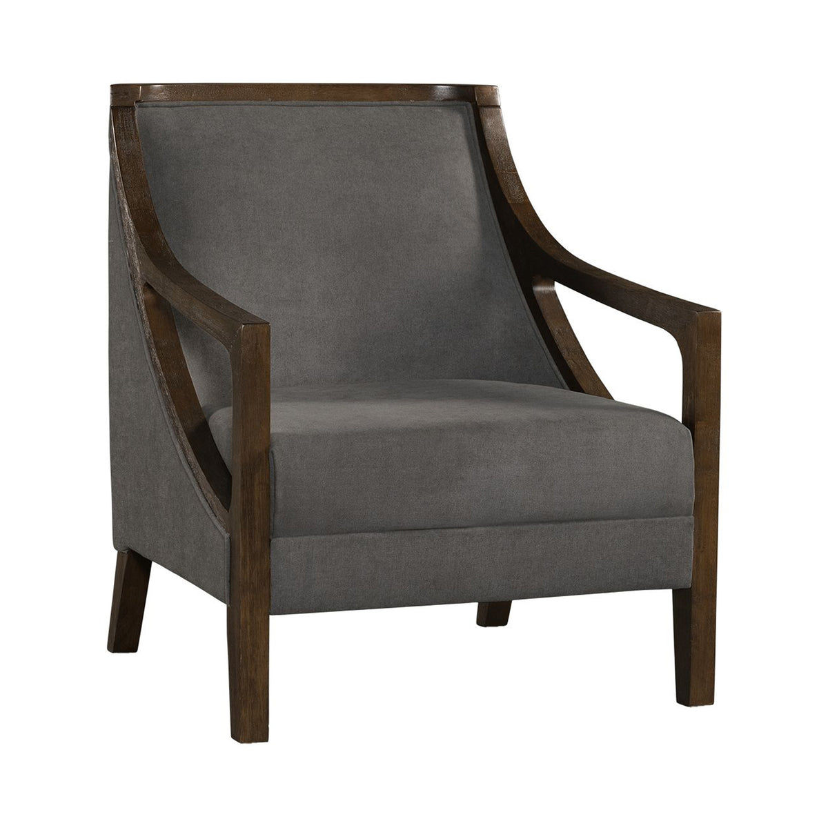 Hopkins Chair w/Brown Arm Columbia Charcoal (ISTA 3)