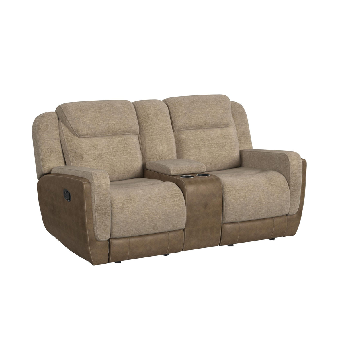 Hornet Motion Glider Loveseat with Console in Rancho Beige