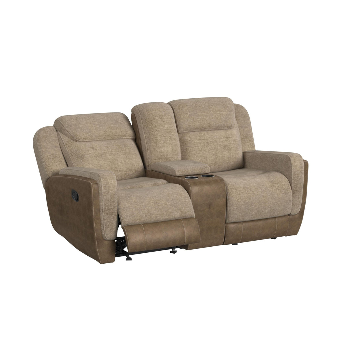 Hornet Motion Glider Loveseat with Console in Rancho Beige