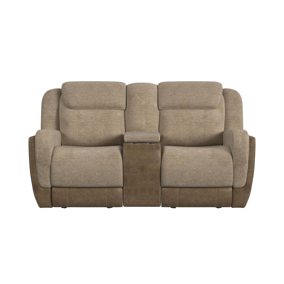 Hornet Motion Glider Loveseat with Console in Rancho Beige