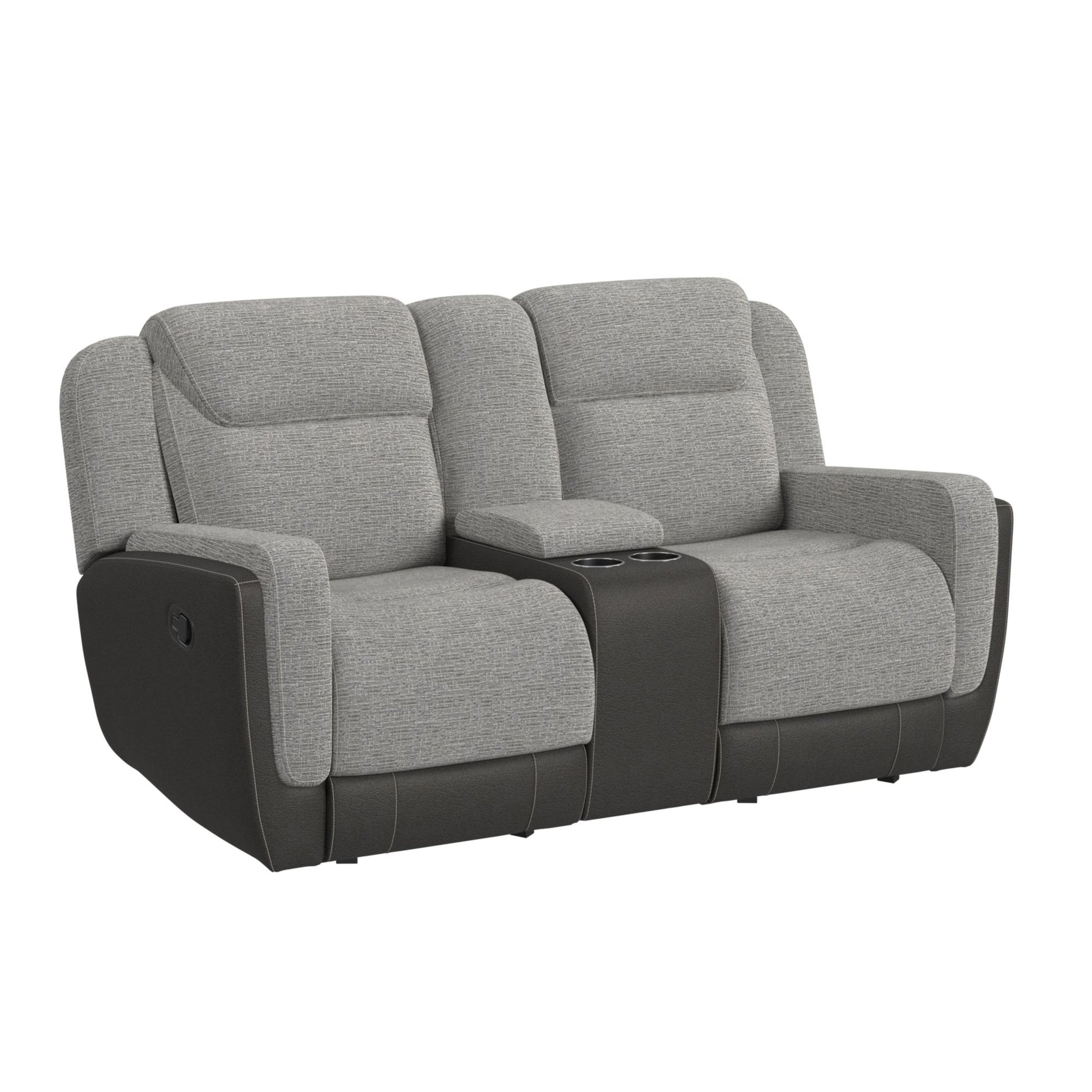 Hornet Motion Glider Loveseat with Console in Rancho Grey - Tampa Furniture Outlet