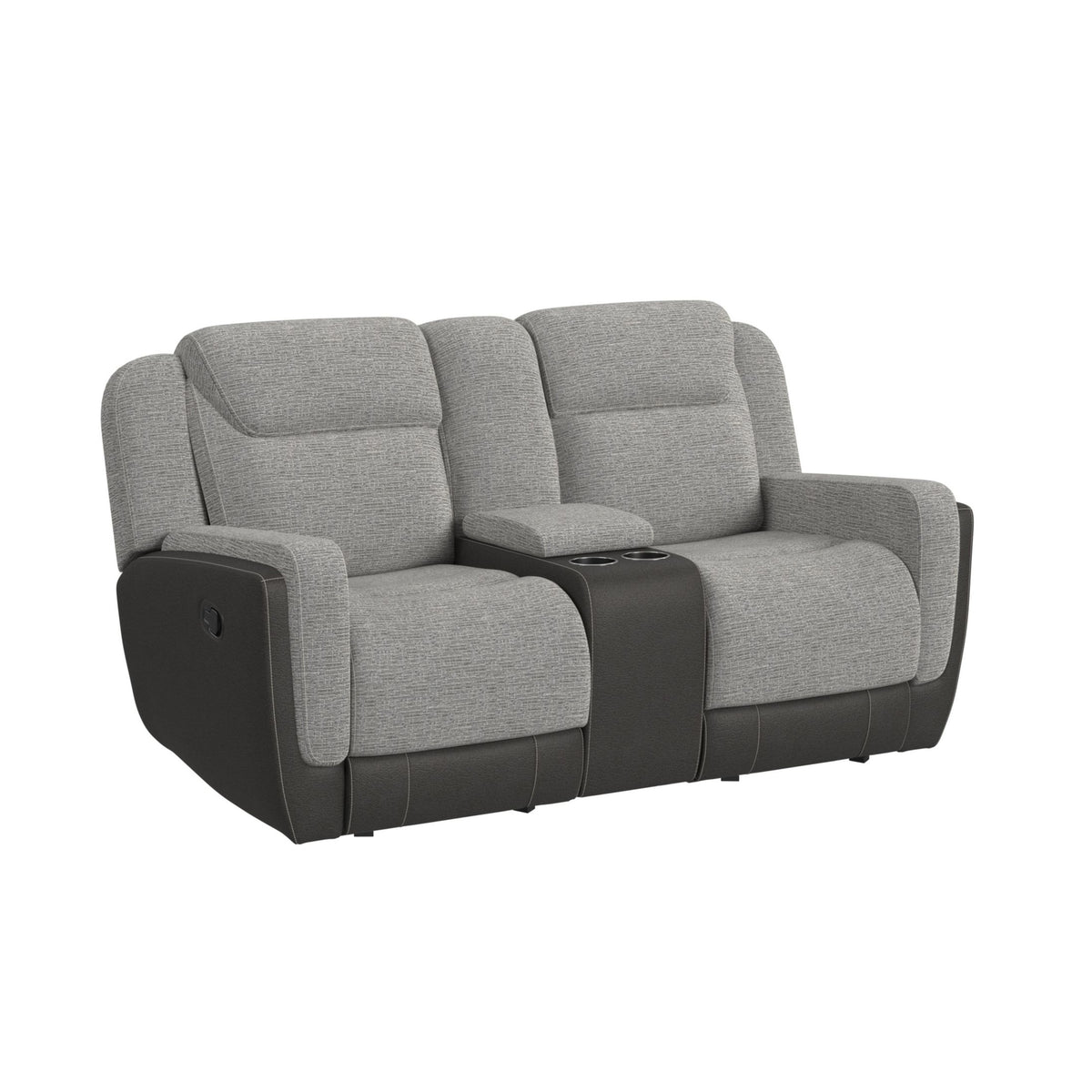 Hornet Motion Glider Loveseat with Console in Rancho Grey