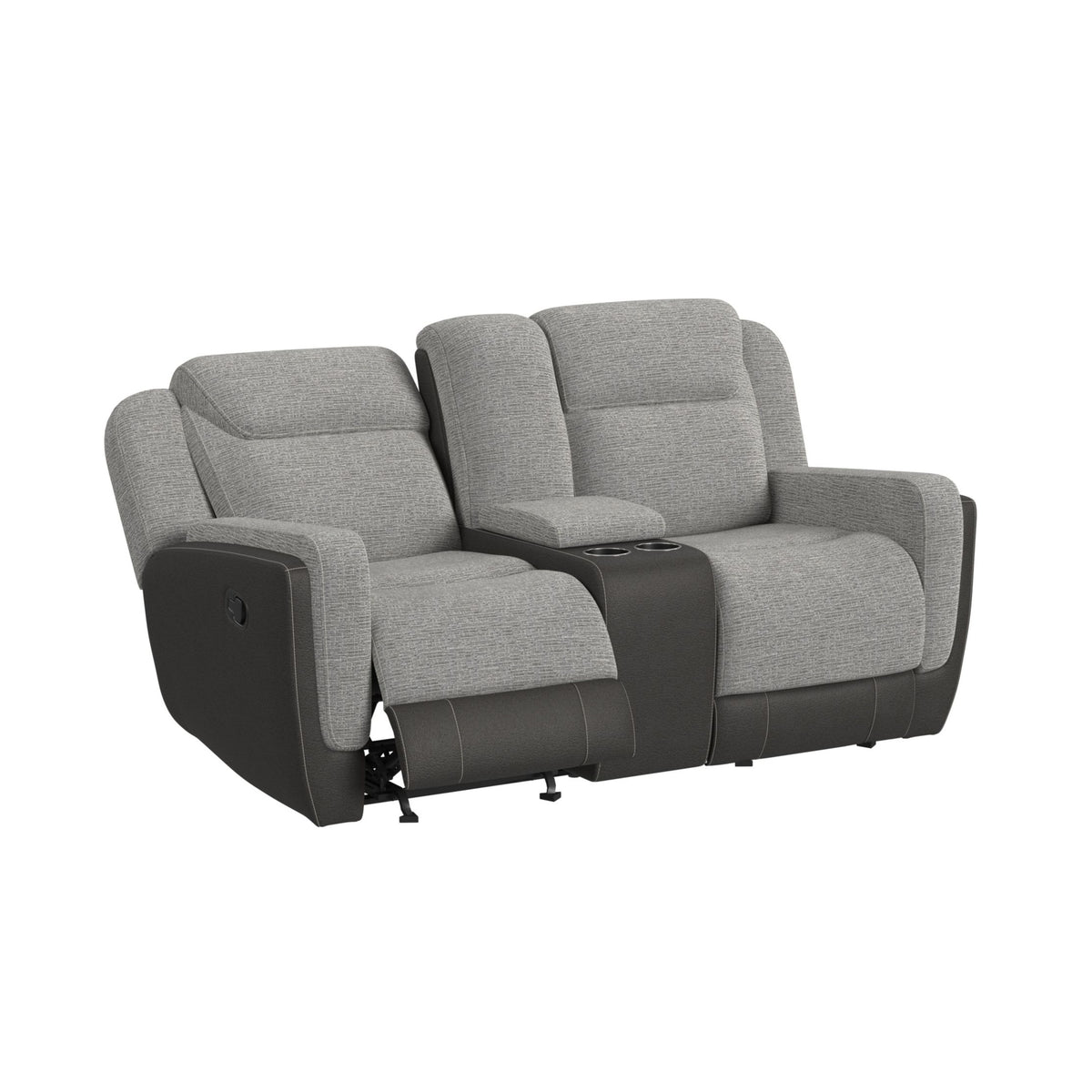 Hornet Motion Glider Loveseat with Console in Rancho Grey