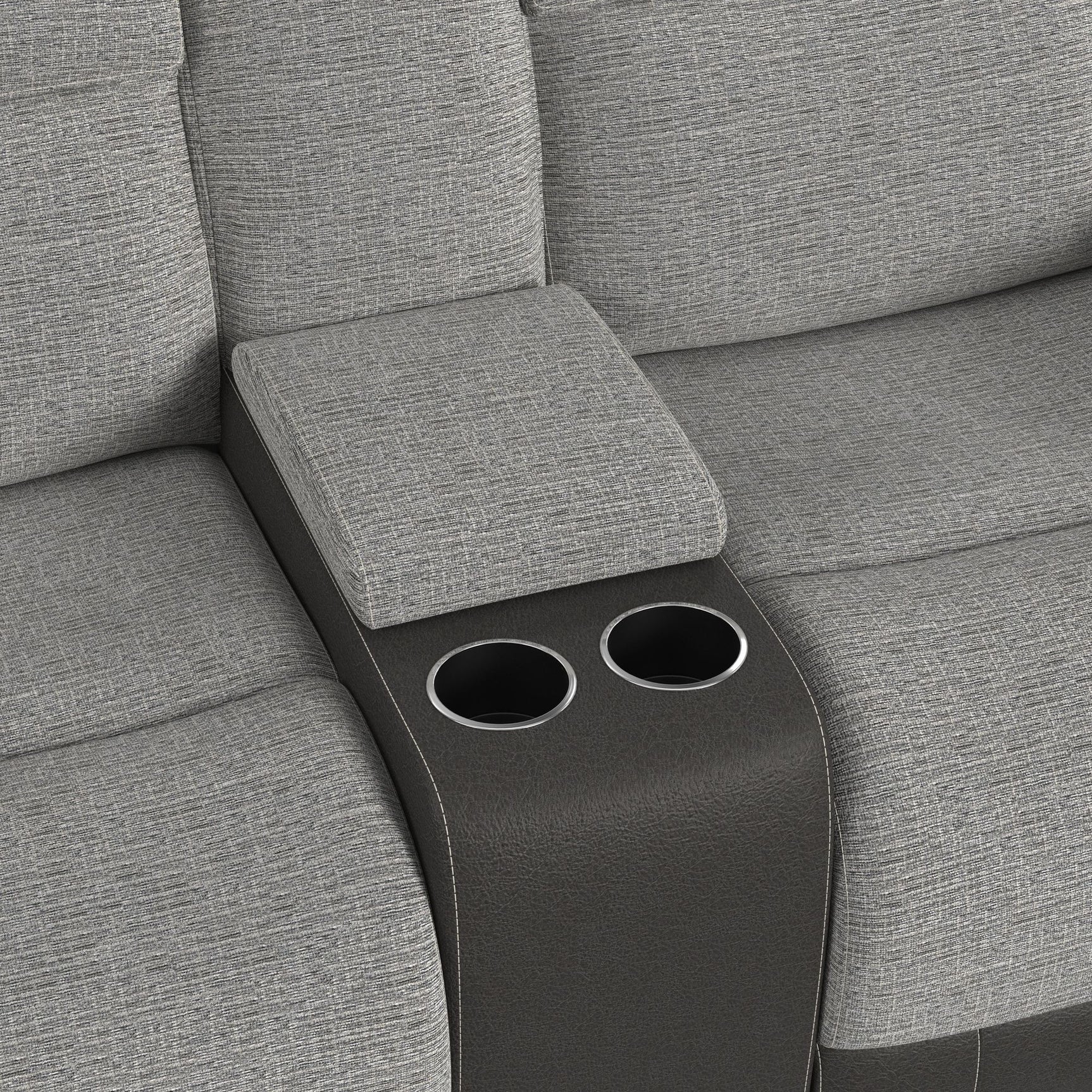 Hornet Motion Glider Loveseat with Console in Rancho Grey - Tampa Furniture Outlet