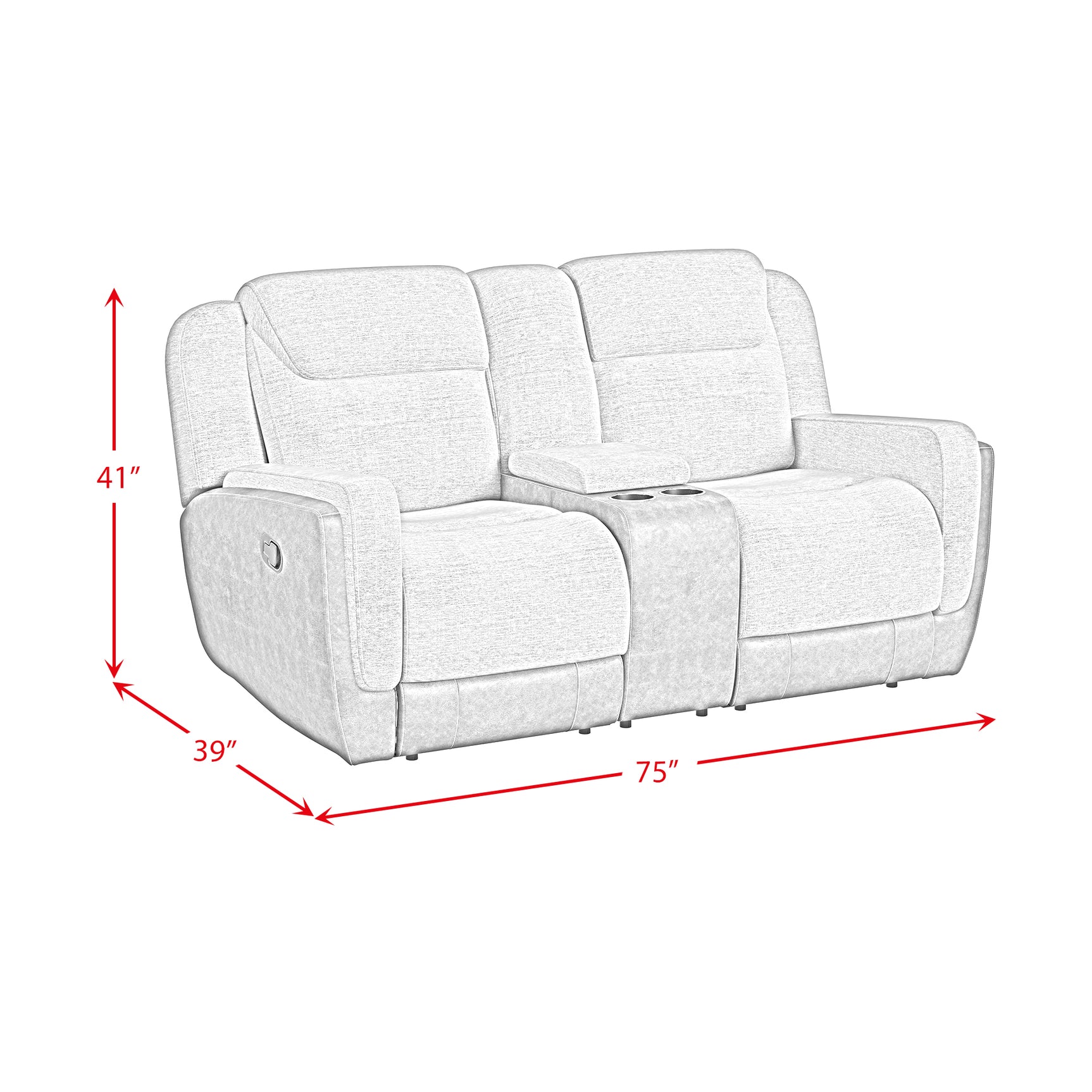 Hornet Motion Glider Loveseat with Console in Rancho Grey - Tampa Furniture Outlet