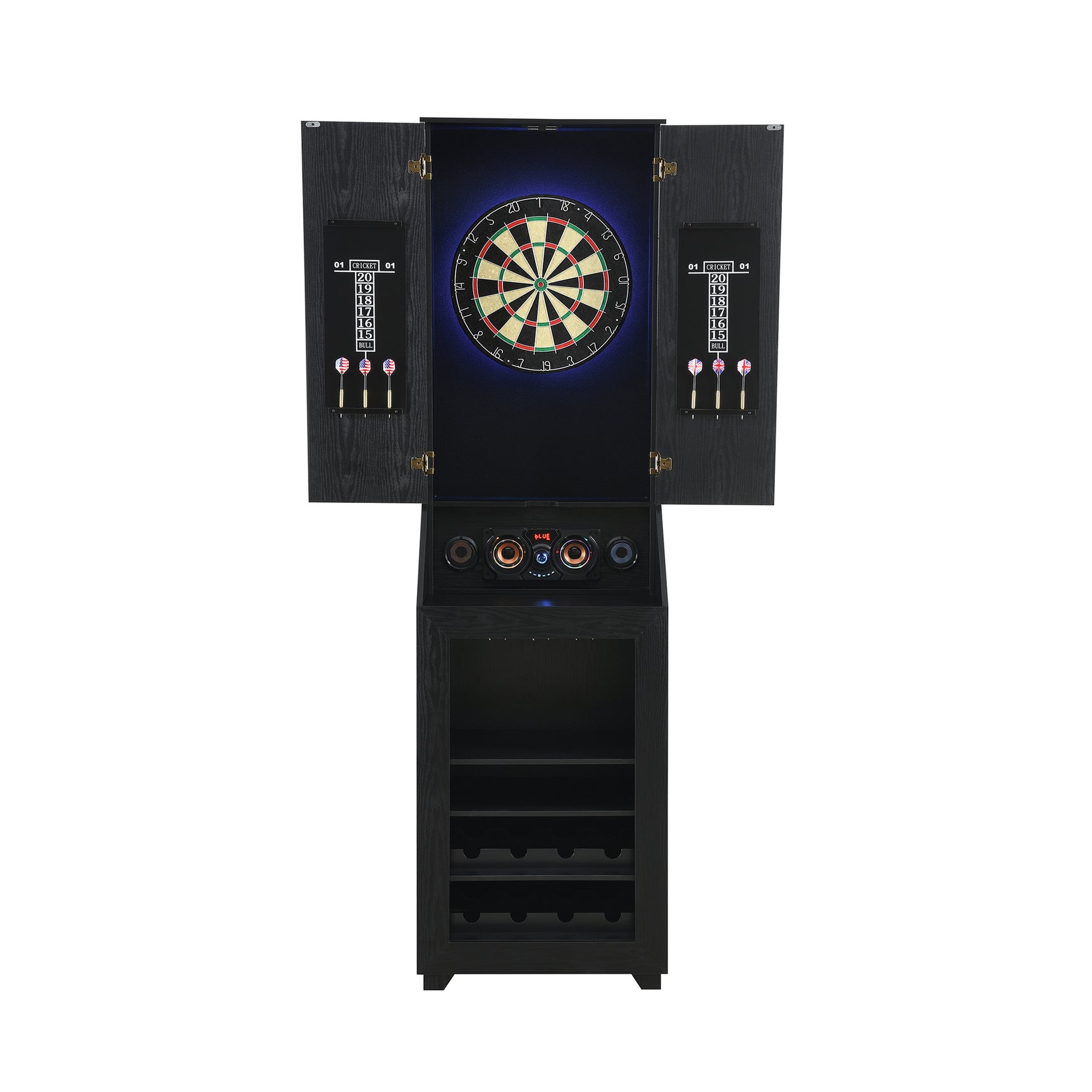 Hurricanes Dartboard Cabinet with Speaker and LED in Black (3A Packing)