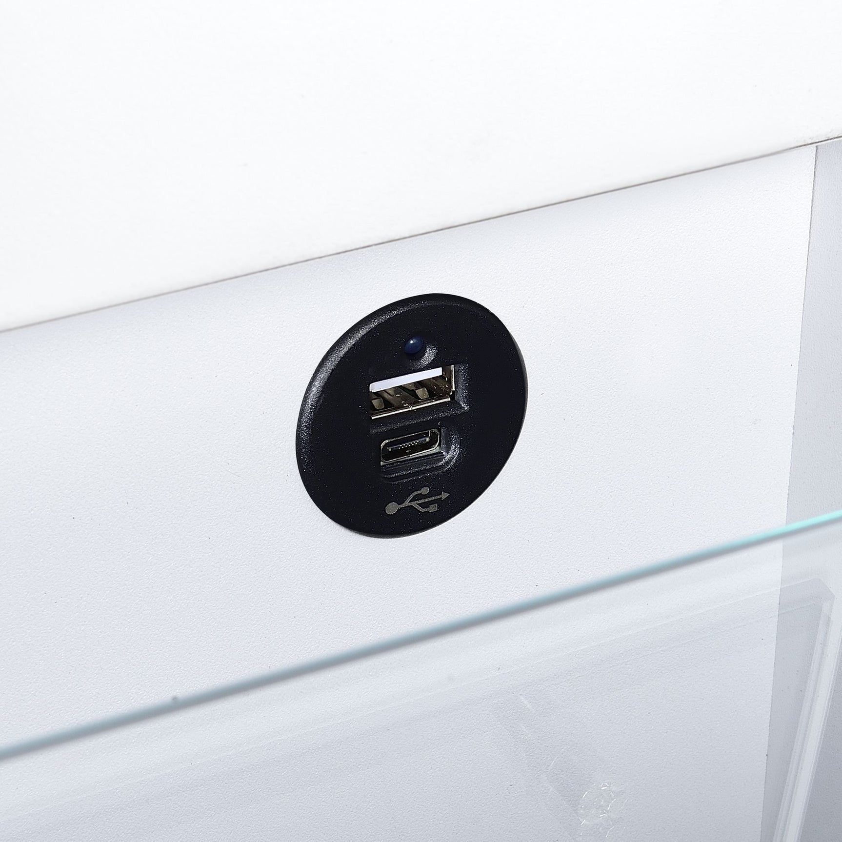 Irvine Mini Dressing Table with Stool, LED and USB in Glossy White - Tampa Furniture Outlet