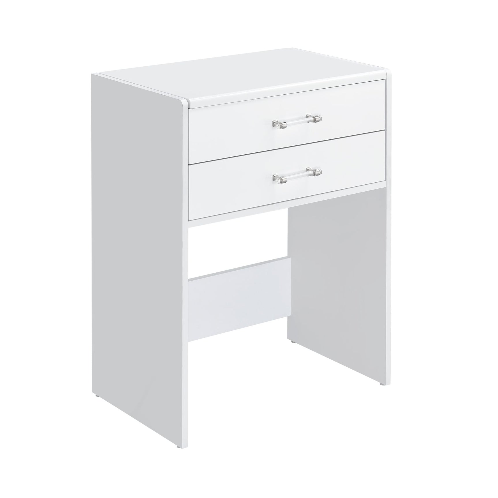 Irvine Mini Dressing Table with Stool, LED and USB in Glossy White - Tampa Furniture Outlet