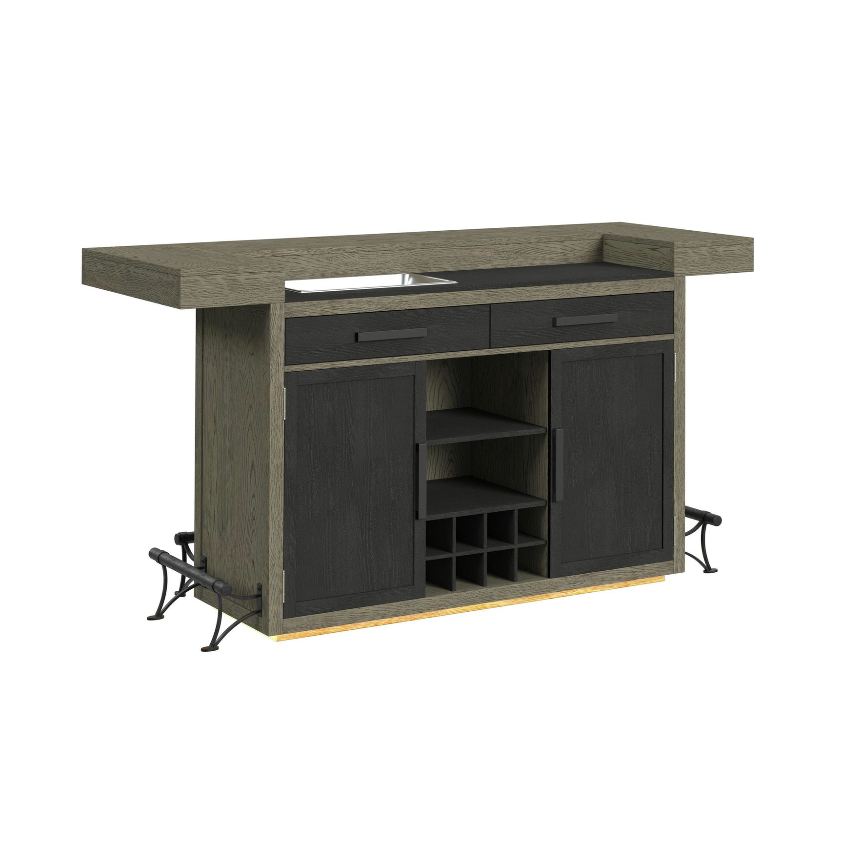 Jemma Bar Table with Light in Grey and Dark Espresso