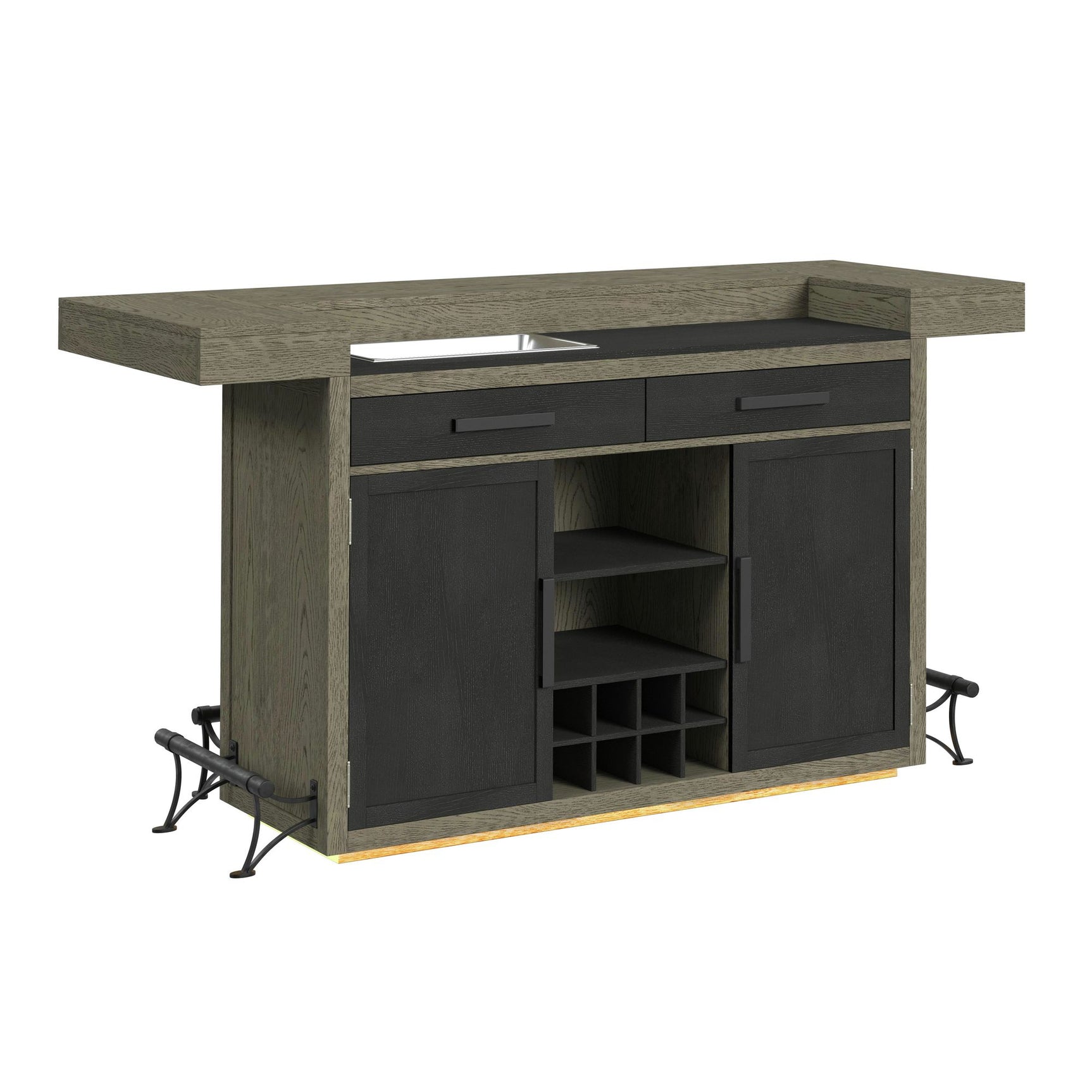 Jemma Bar Table with Light in Grey and Dark Espresso - Tampa Furniture Outlet
