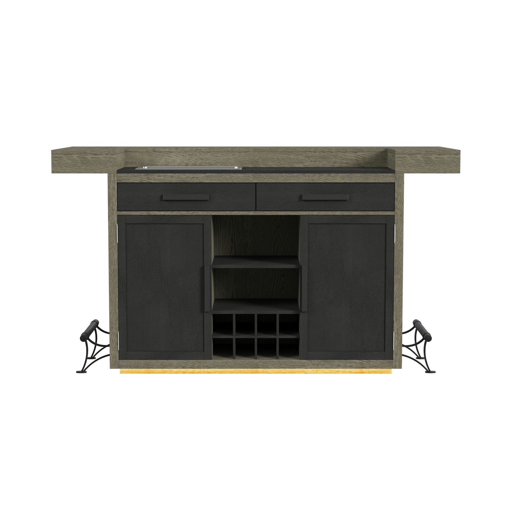 Jemma Bar Table with Light in Grey and Dark Espresso