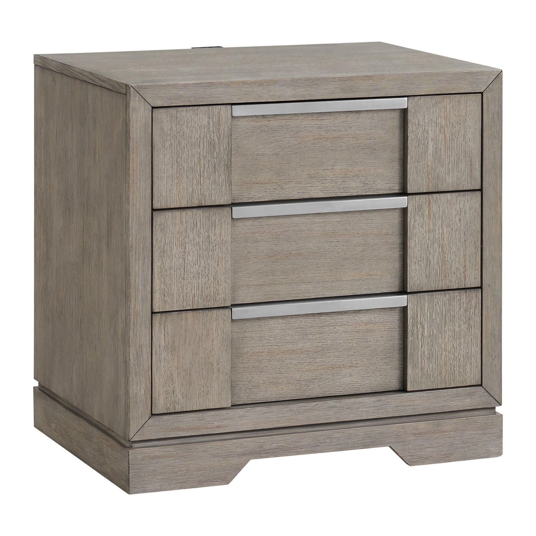 Kelis 3-Drawer Nightstand with USB in Grey - Tampa Furniture Outlet