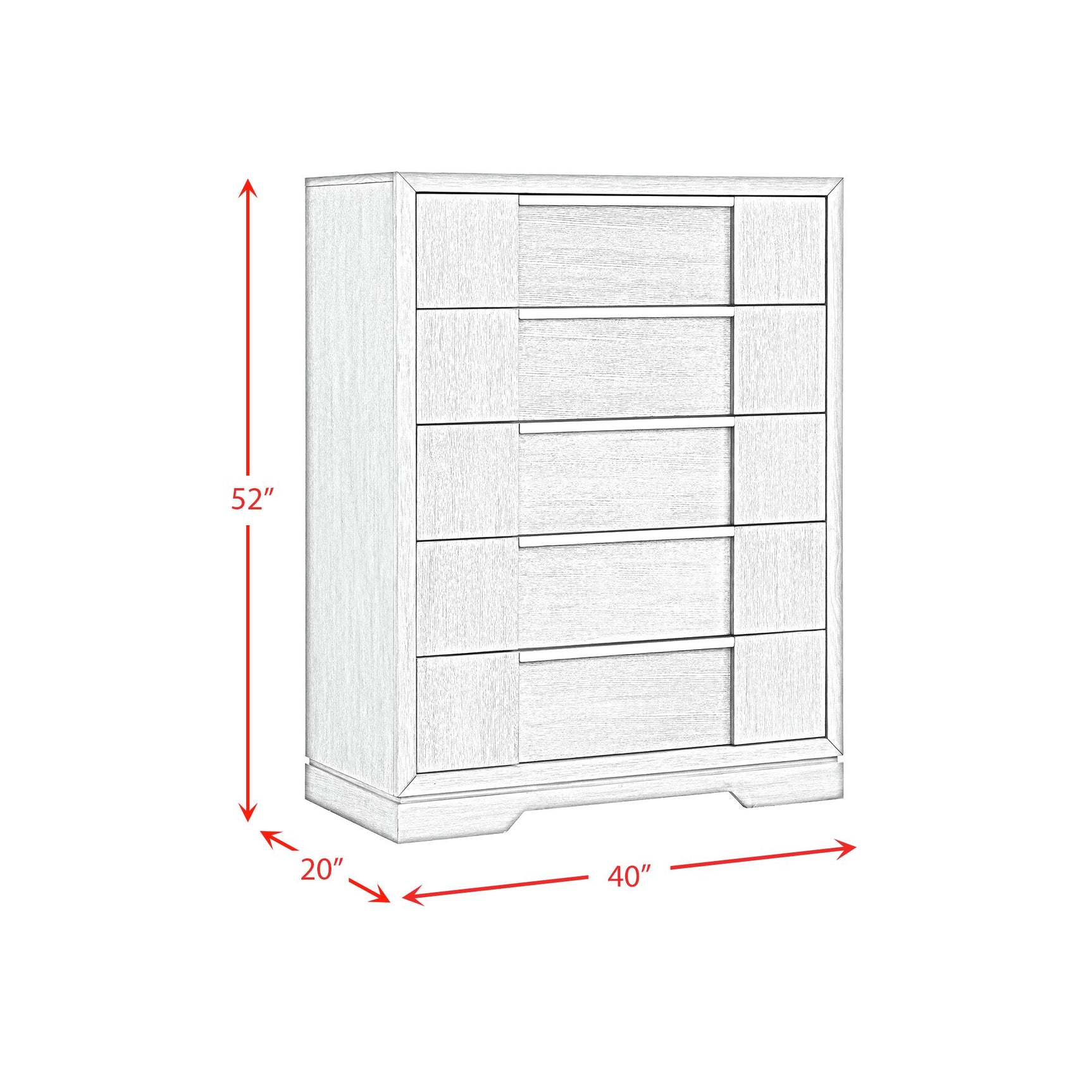 Kelis 5-Drawer Chest in Grey