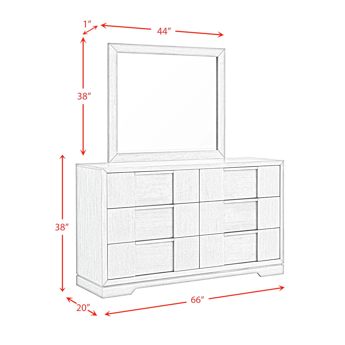 Kelis Dresser and Mirror Set in Grey