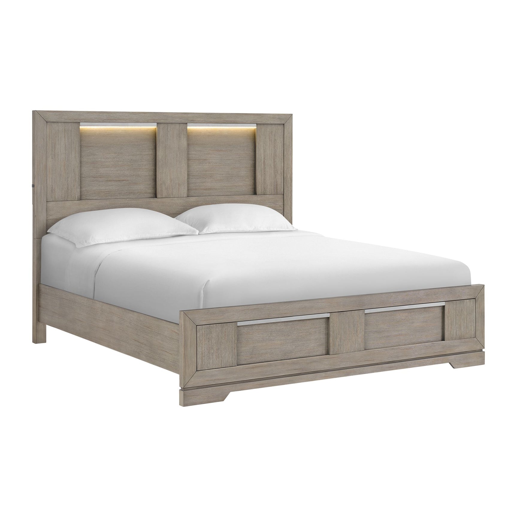 Kelis King Panel Bed with LED in Grey - Tampa Furniture Outlet
