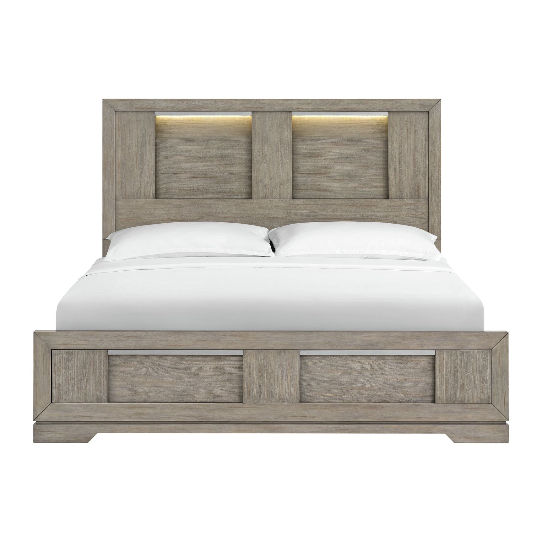 Kelis King Panel Bed with LED in Grey - Tampa Furniture Outlet