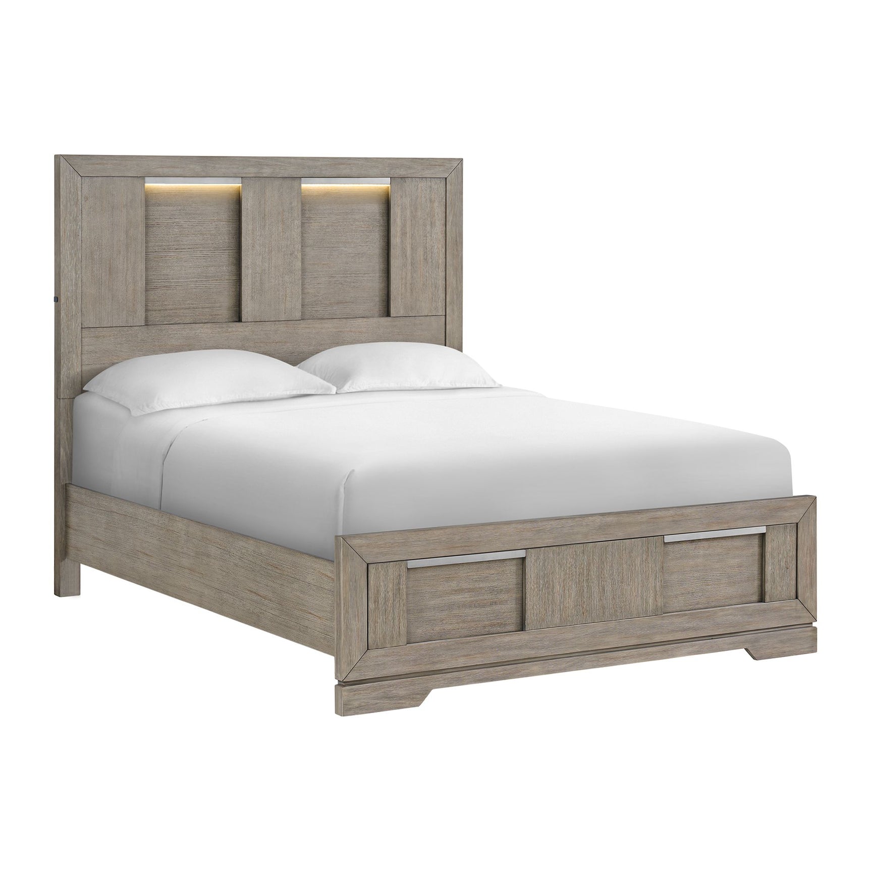 Kelis Queen Panel 4PC Bedroom Set with LED in Grey - Tampa Furniture Outlet