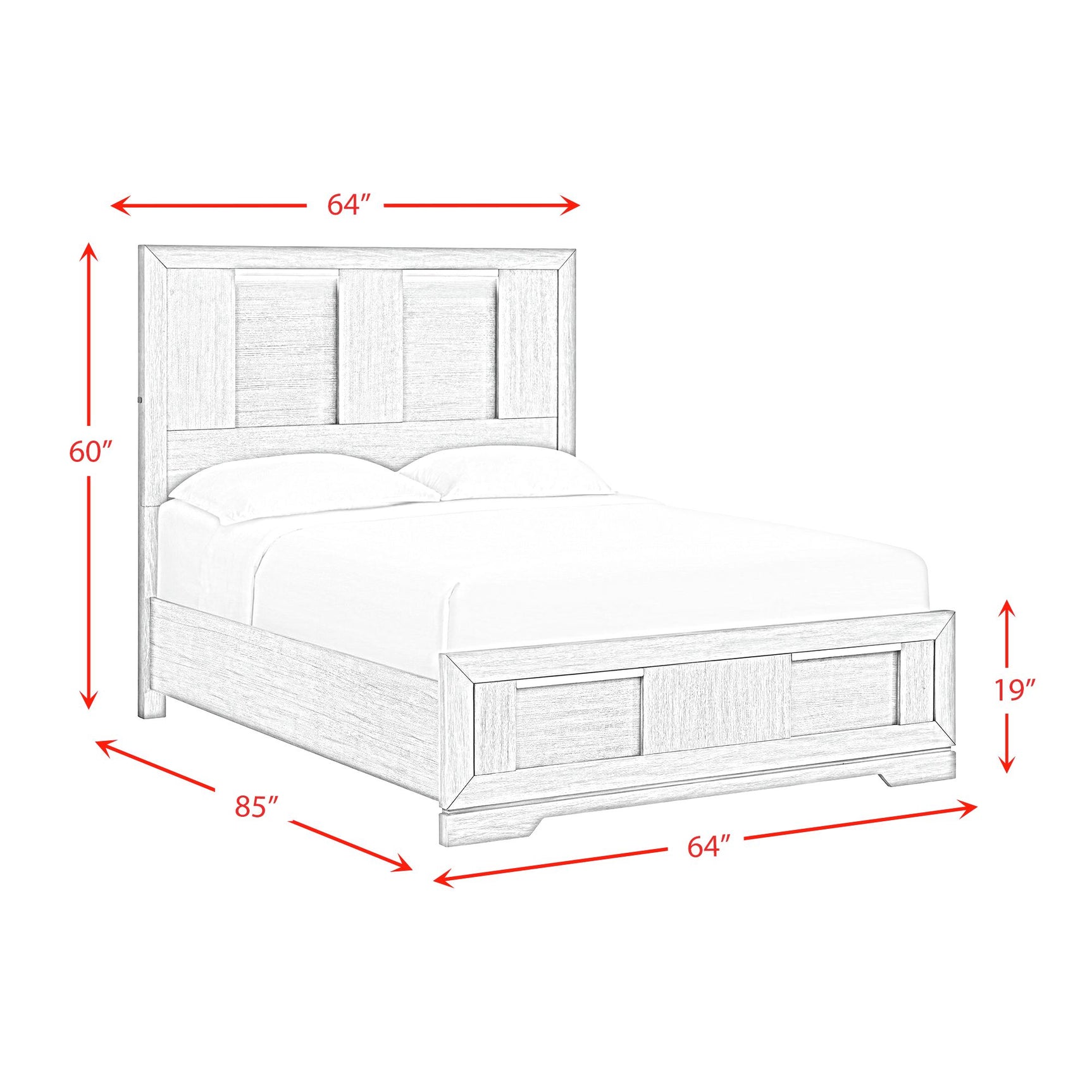 Kelis Queen Panel Bed with LED in Grey