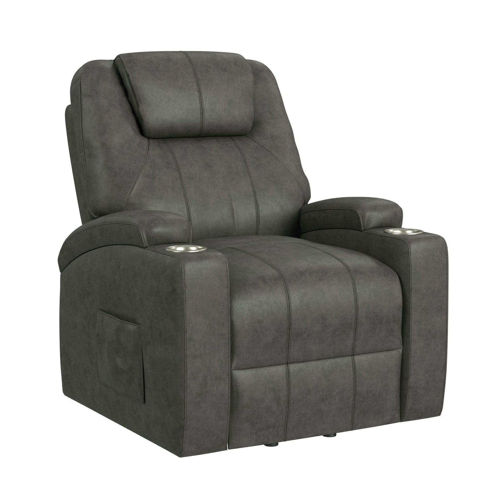 Kenmore P1 Lift Chair with Heat Massage in Simba DK Grey - Tampa Furniture Outlet