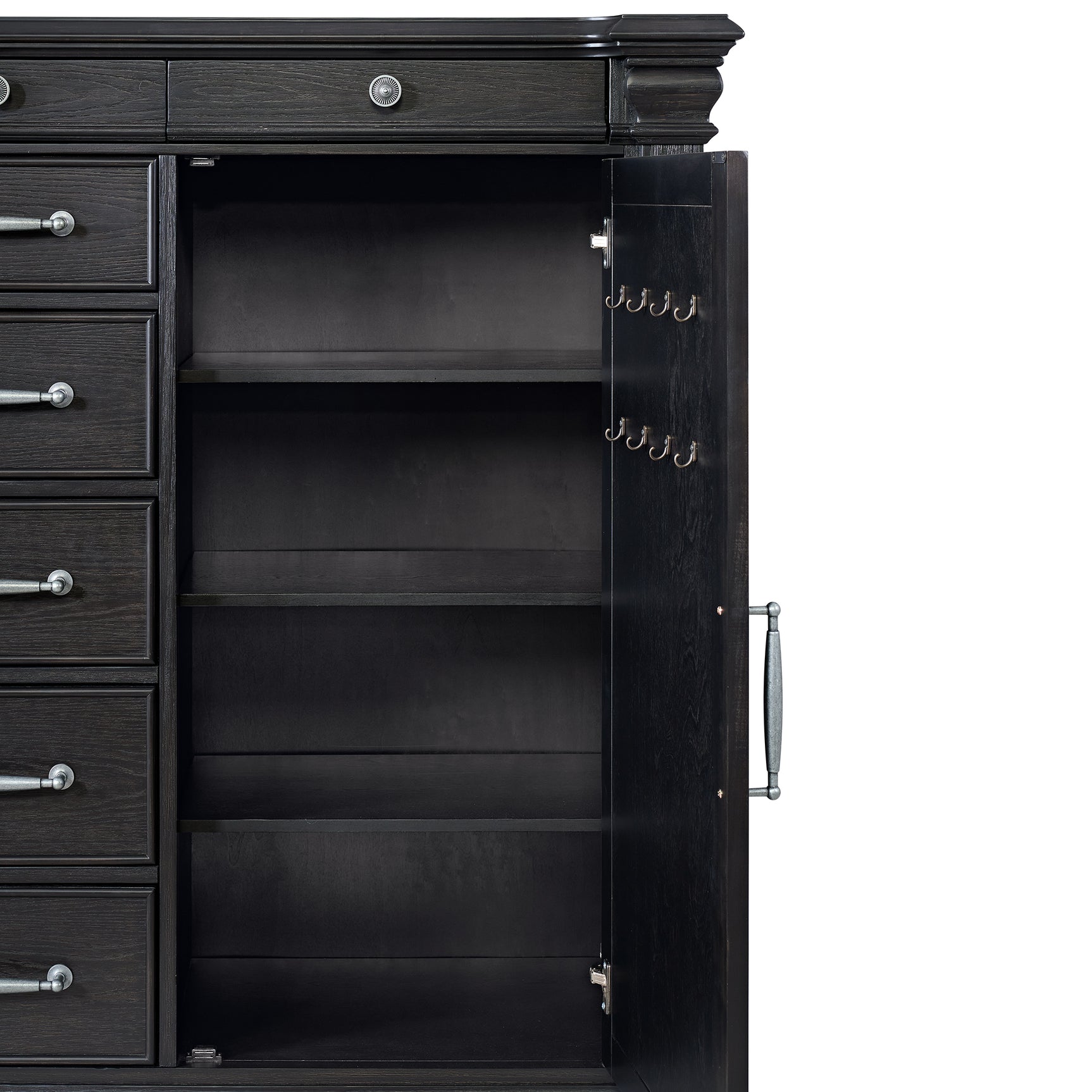 Kings Court 1 Door and 7-Drawer Chest in Black
