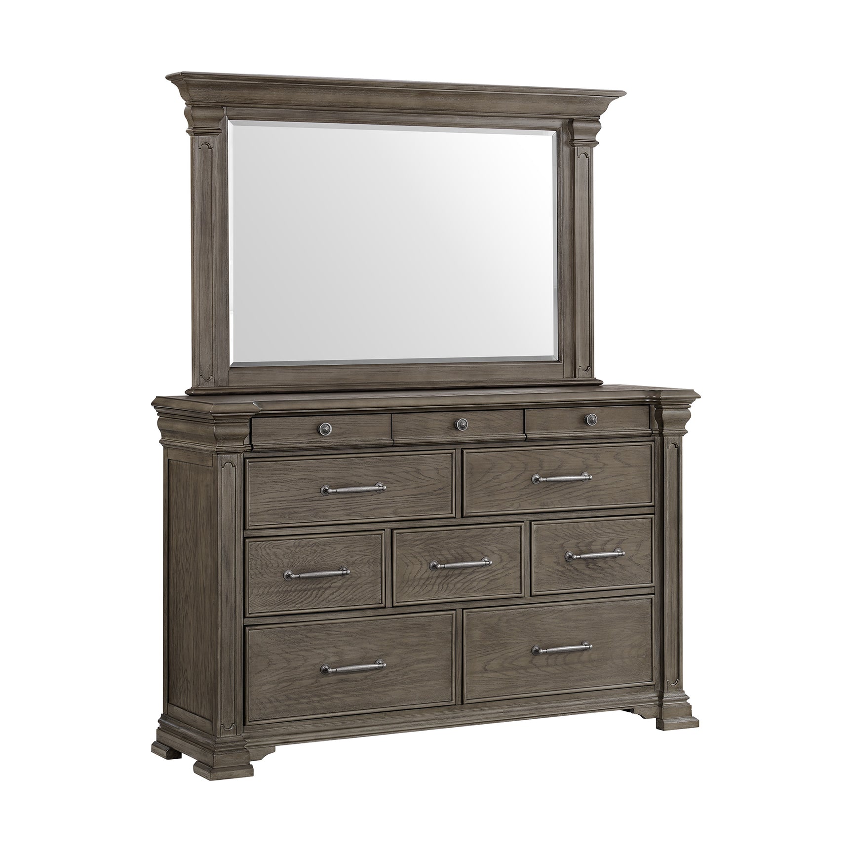 Kings Court Dresser & Mirror in Grey - Tampa Furniture Outlet