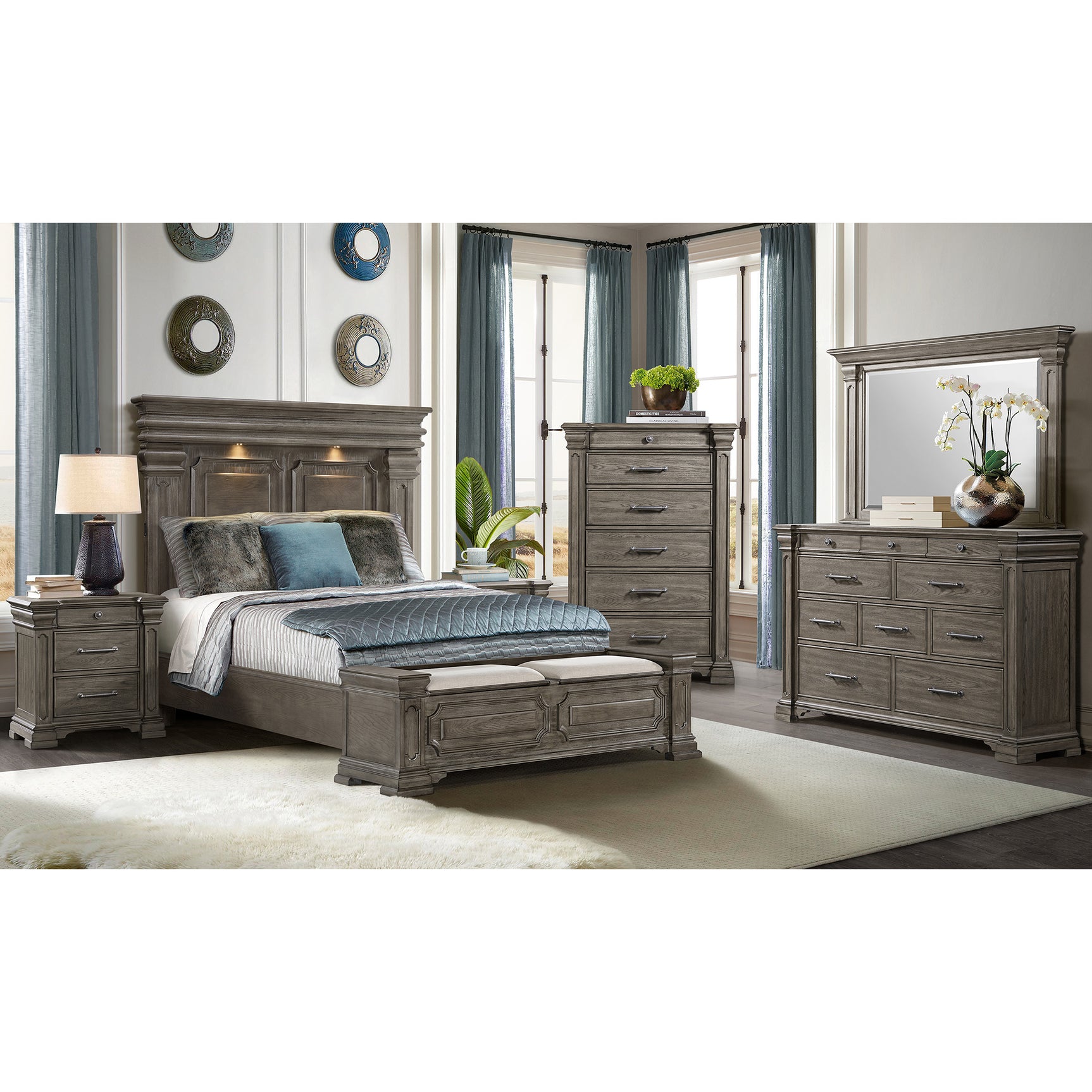 Kings Court Queen Storage Bed in Grey – SKU B.10315.QSB | Elements