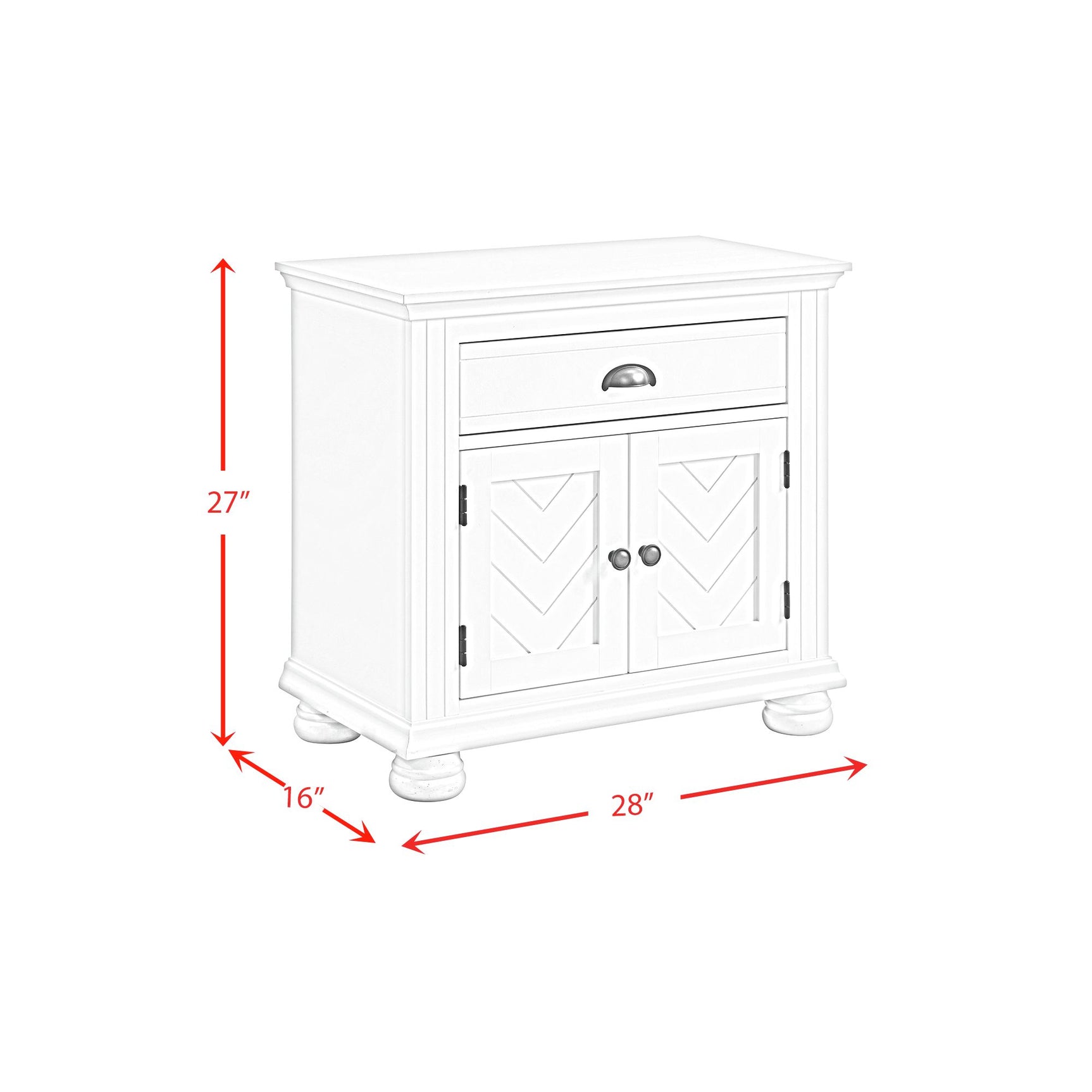 Kona 1-Drawer Nightstand in White - Tampa Furniture Outlet