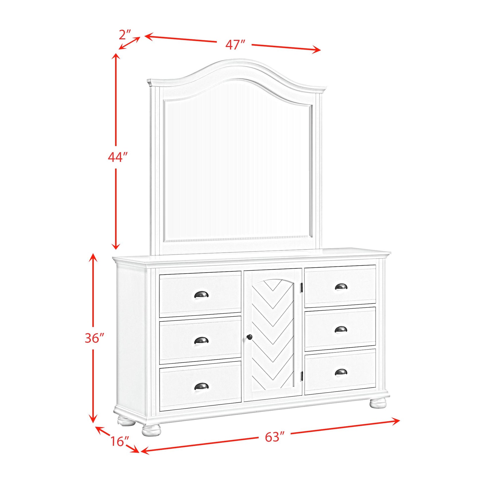 Kona Dresser and Mirror Set in White