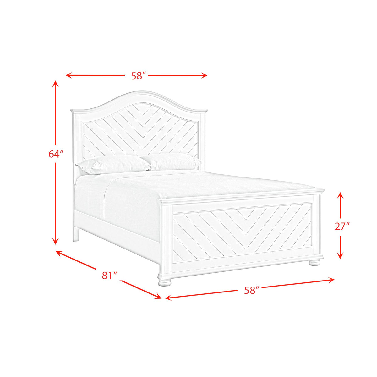 Kona Full Panel Bed in White