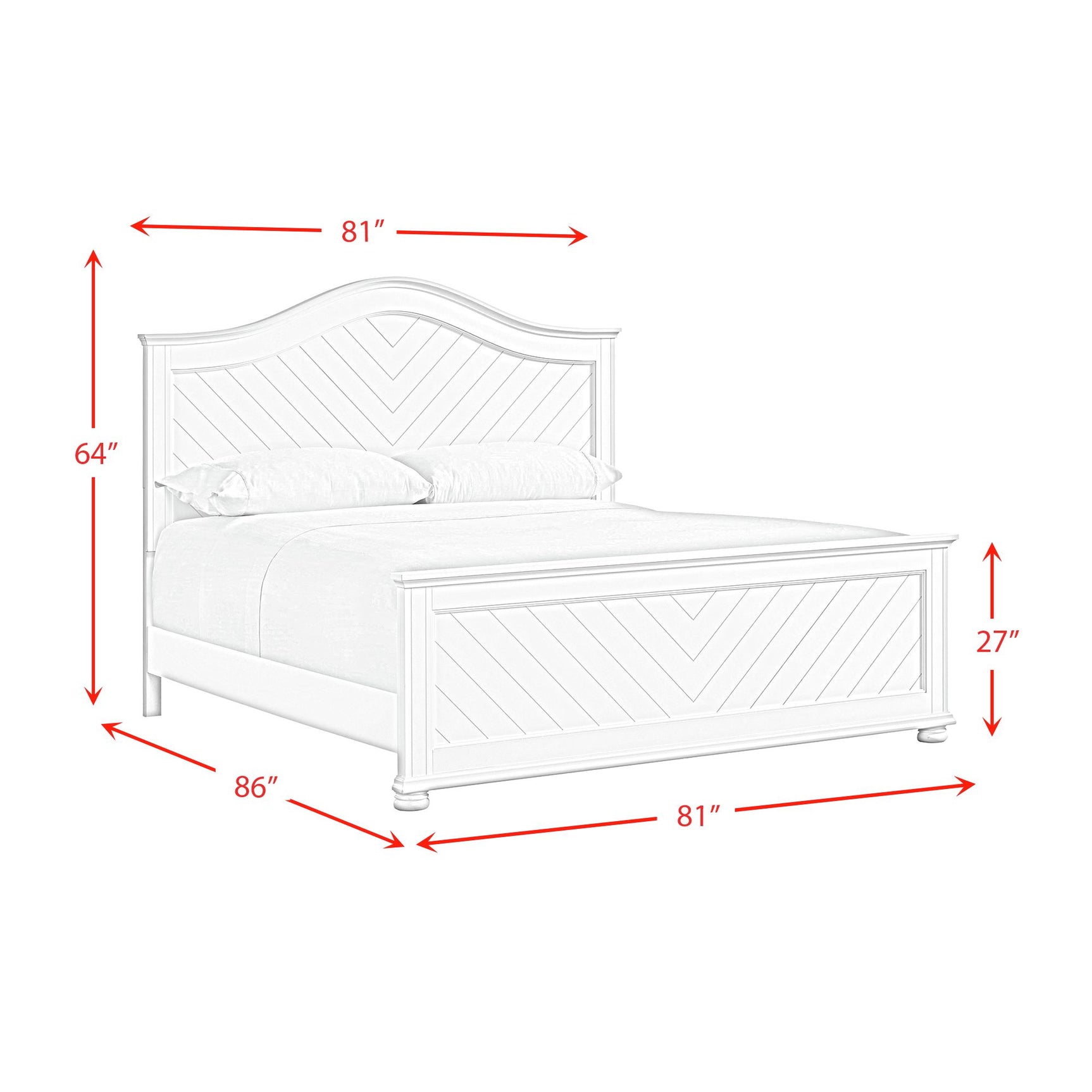 Kona King Panel Bed in White