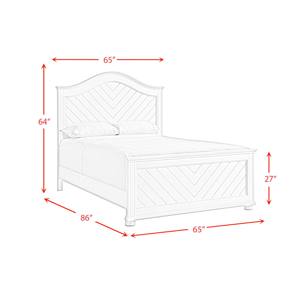 Kona Queen Panel Bed in White