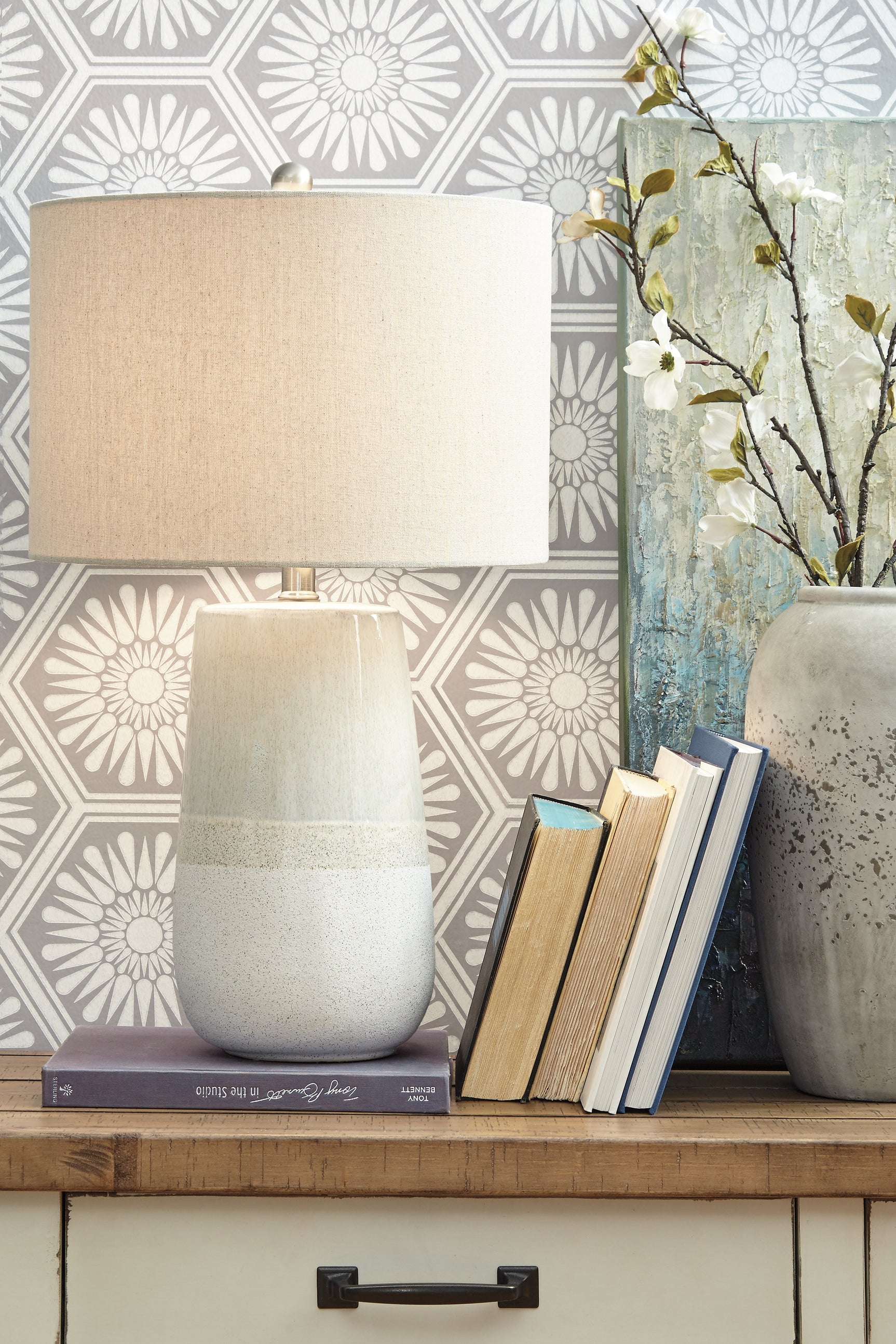 Tampa Furniture Outlet - Ashley Furniture - Shavon Lighting - Table Lamp (Set of 2) / Beige/White - L100724X2