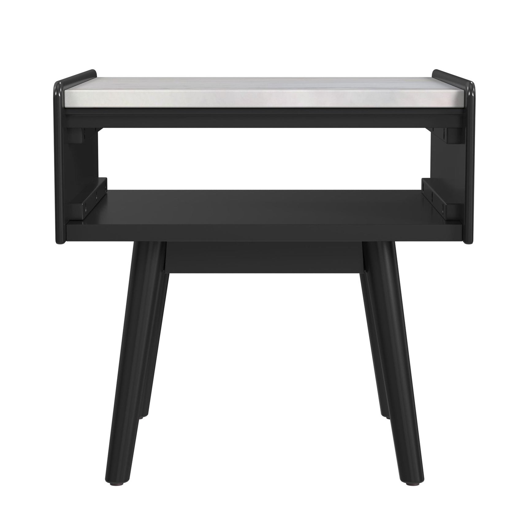 Lanette End Table with White Marble Top in Black