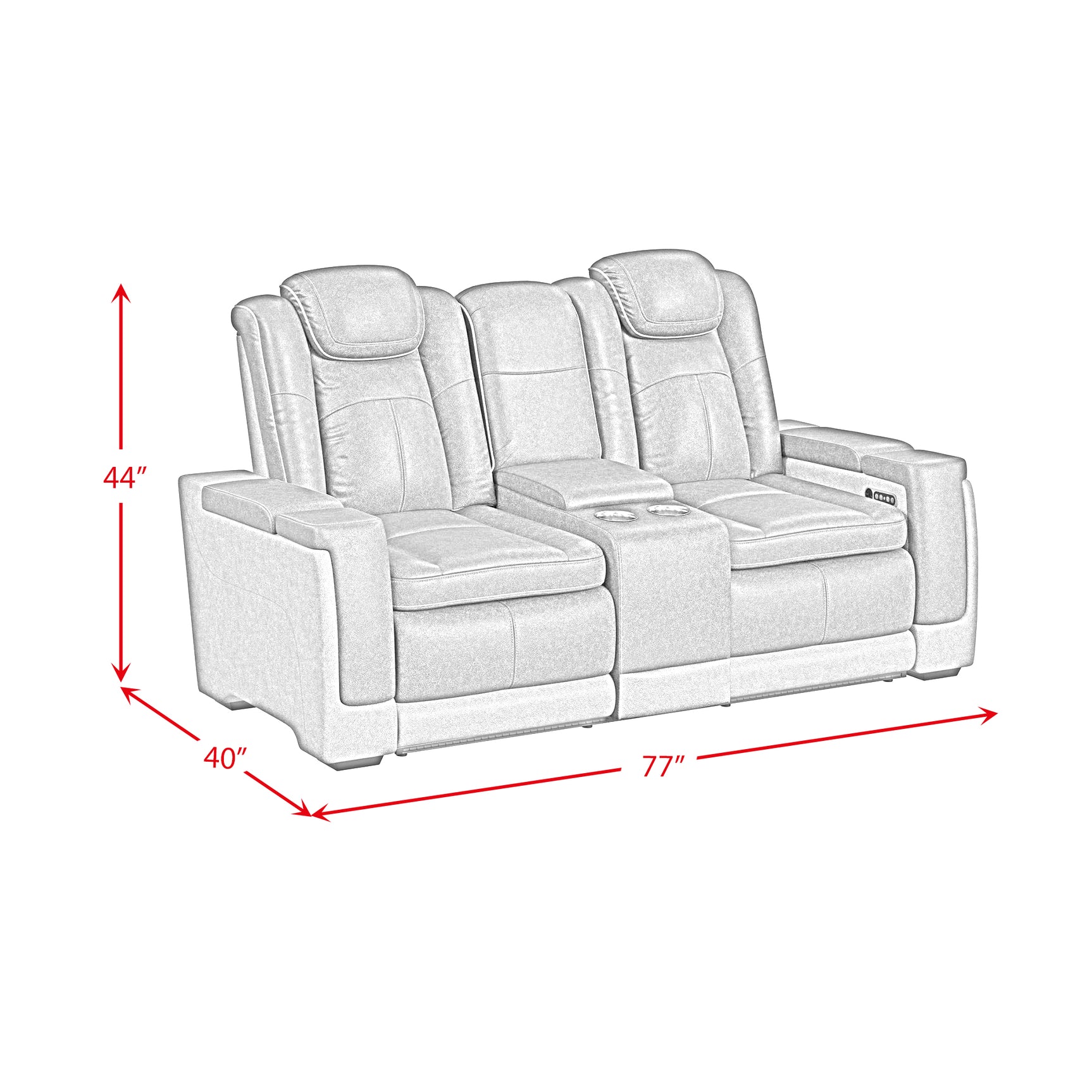 Lantana Power Motion Loveseat with Power Headrest, Led, and Console in Rocky Grey/Brown - Tampa Furniture Outlet