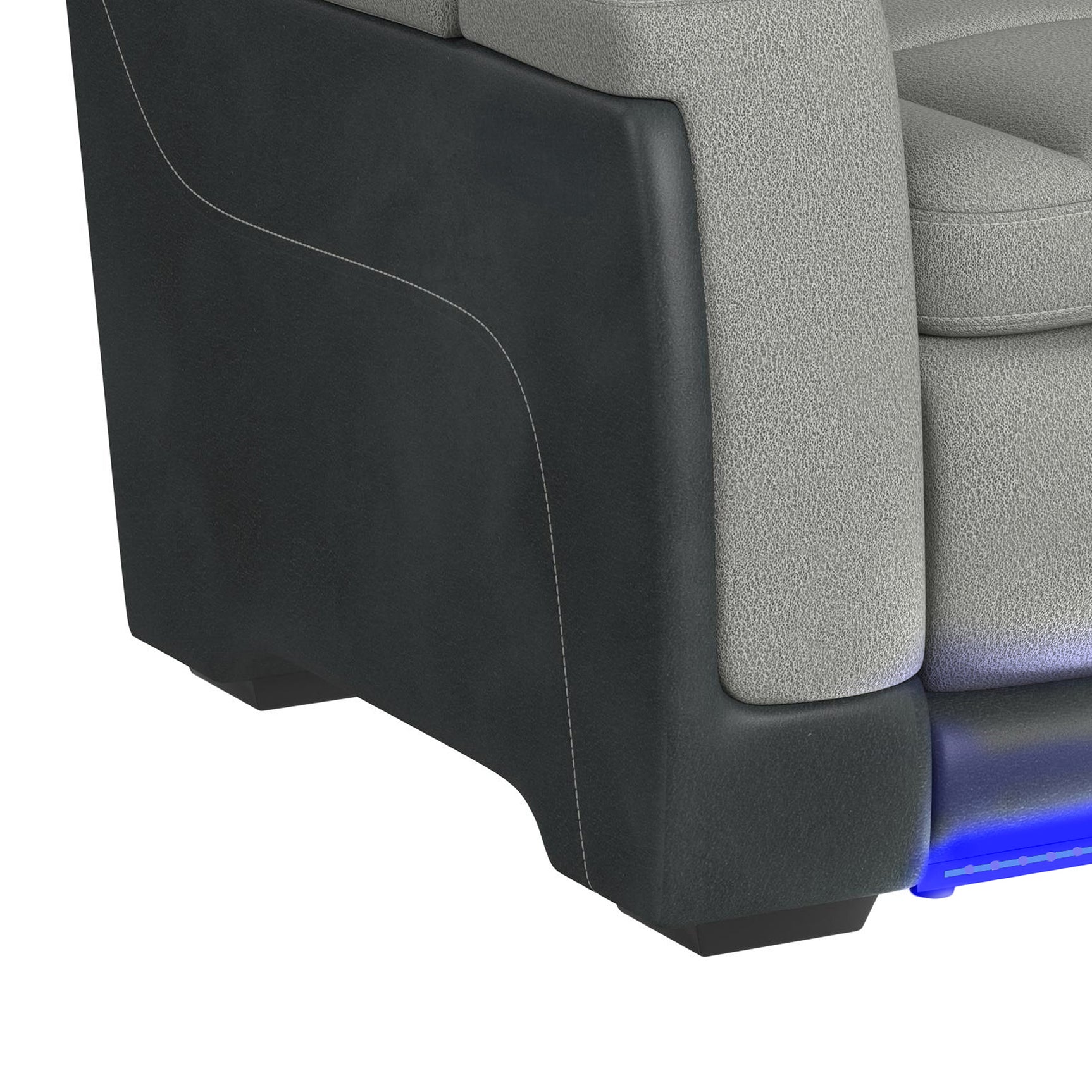 Lantana Power Motion Loveseat with Power Headrest, Led, and Console in Rocky Cement/Charcoal - Tampa Furniture Outlet