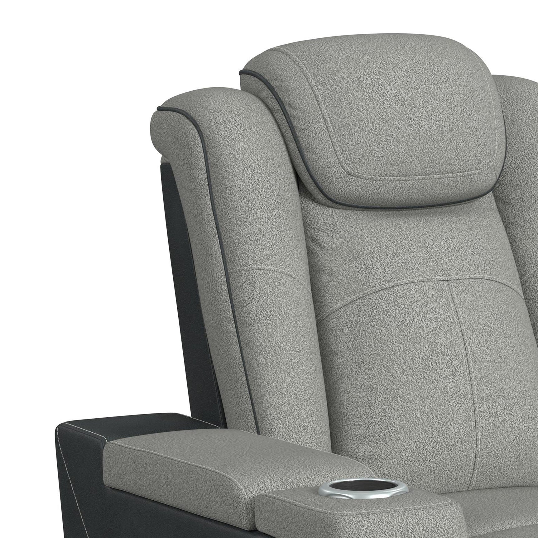 Lantana Power Motion Recliner with Power Headrest, Led, wireless charger and Cup holder in Rocky Cement/Charcoal - Tampa Furniture Outlet