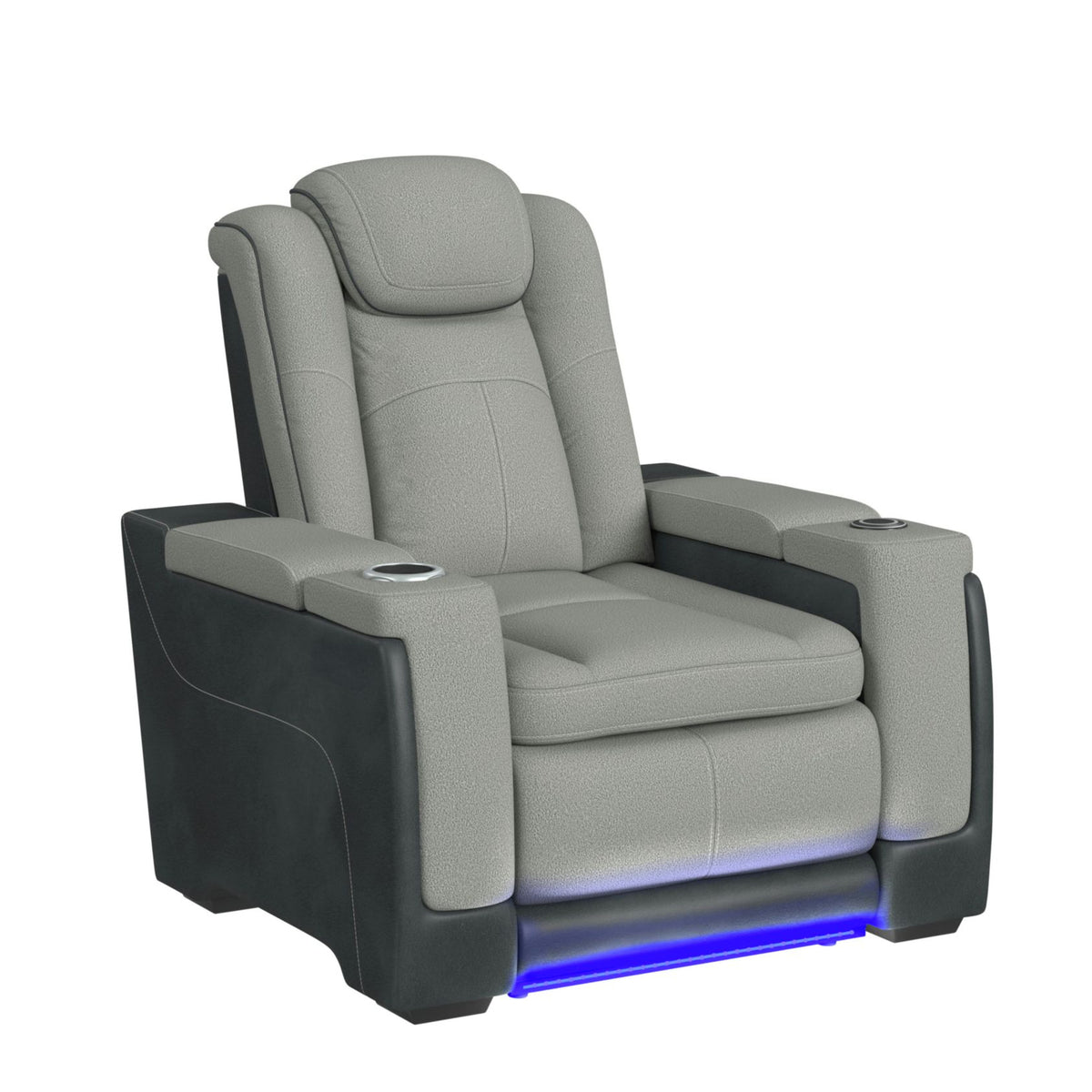 Lantana Power Motion Recliner with Power Headrest, Led, wireless charger and Cup holder in Rocky Cement/Charcoal