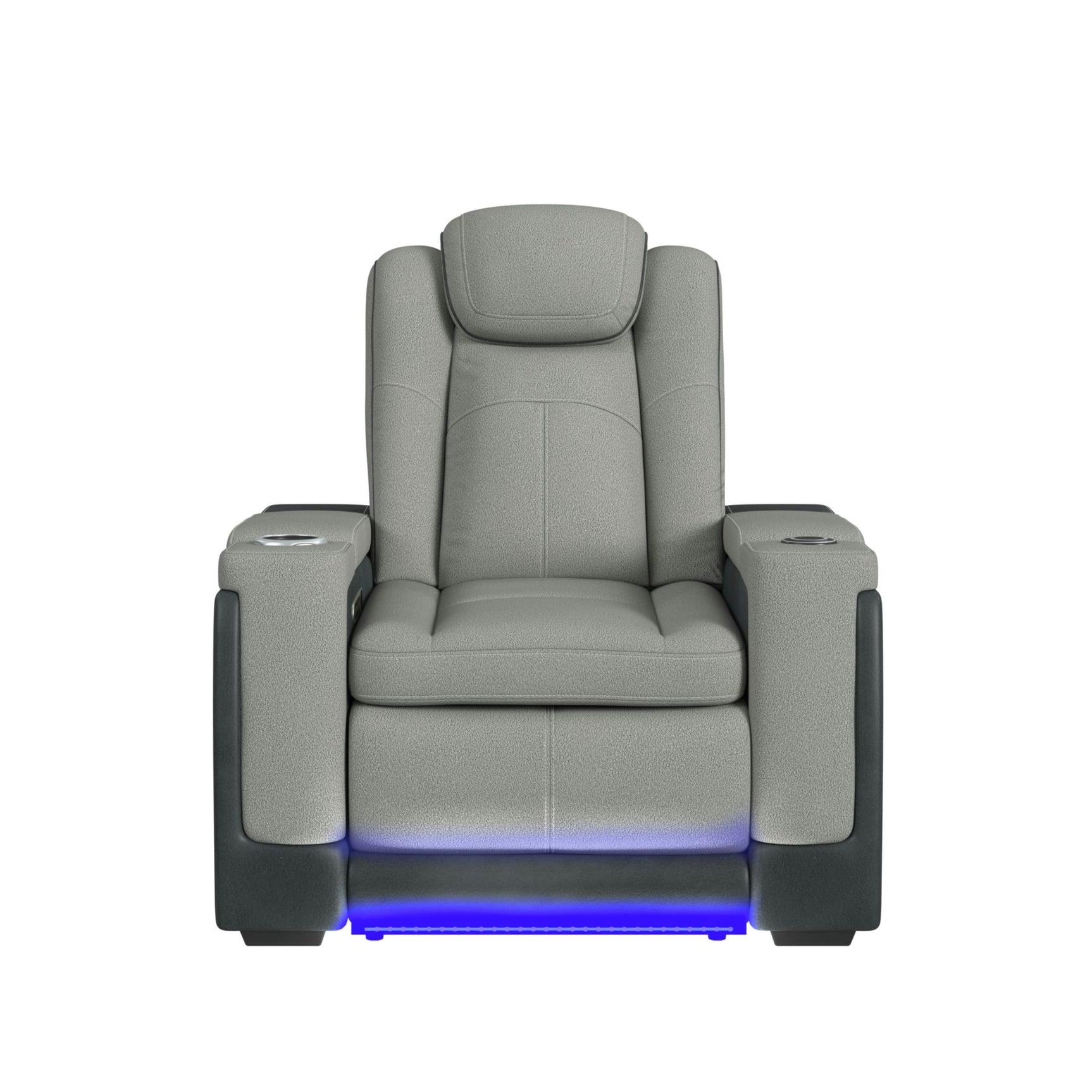 Lantana Power Motion Recliner with Power Headrest, Led, wireless charger and Cup holder in Rocky Cement/Charcoal - Tampa Furniture Outlet